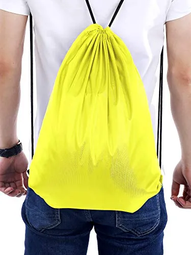 20 Pieces Drawstring Backpack Sport Bags Cinch Tote Bags for Traveling and Storage (Yellow, Size 1)