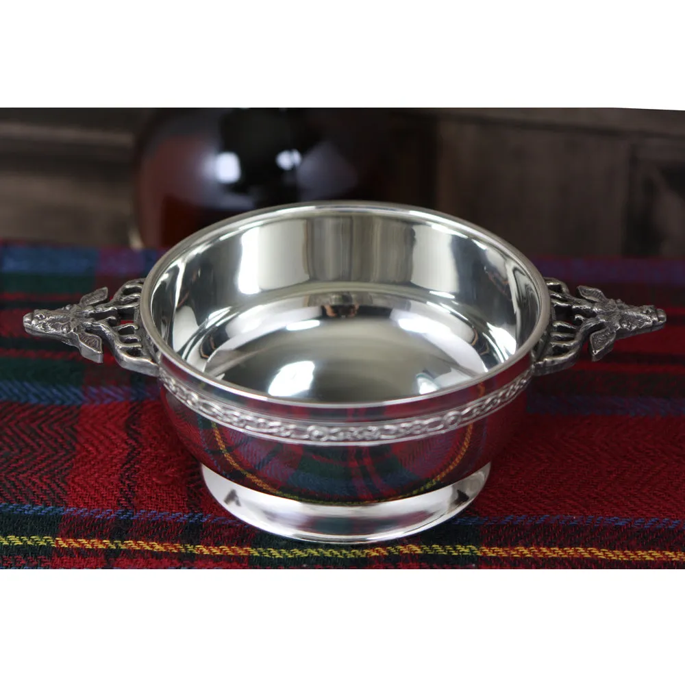 3.5 Inch Stag Handle Pewter Quaich Bowl