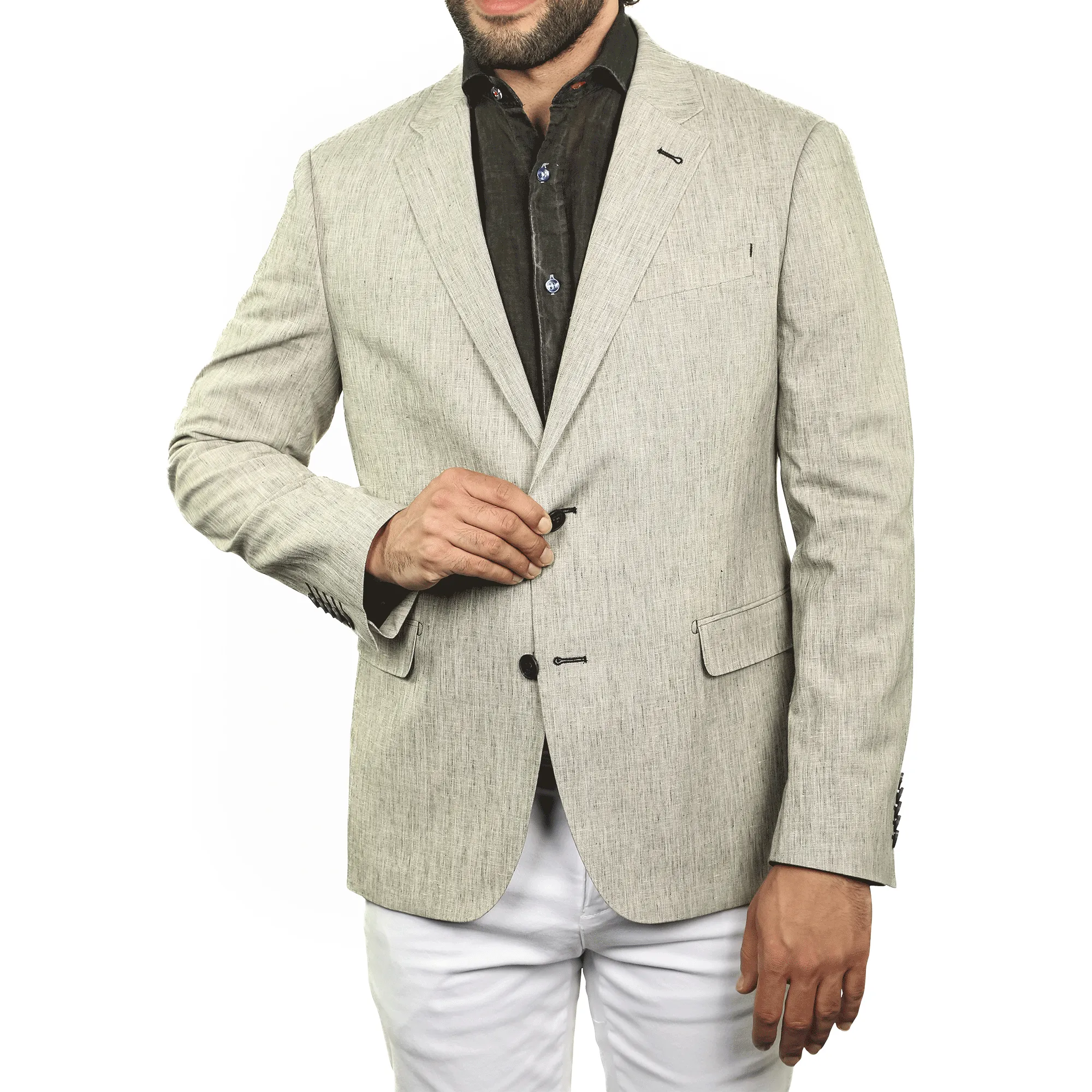 7 Downie St. - Borg Taupe Linen Blazer