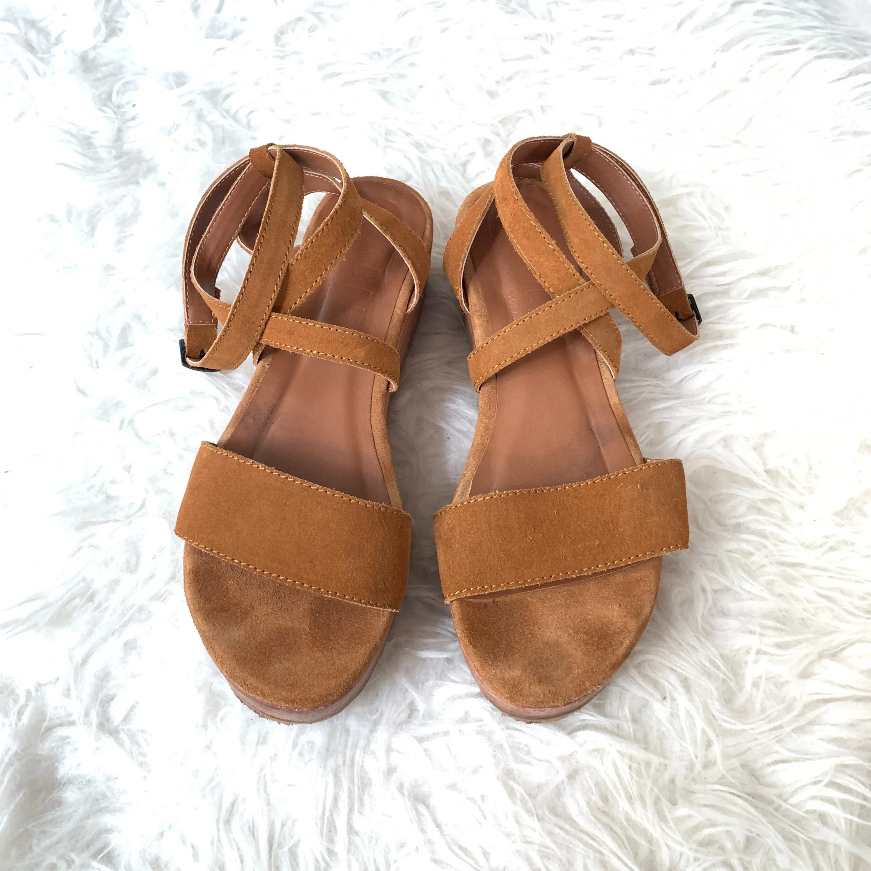 ABLE Tan Suede Platform Sandal- Size 7