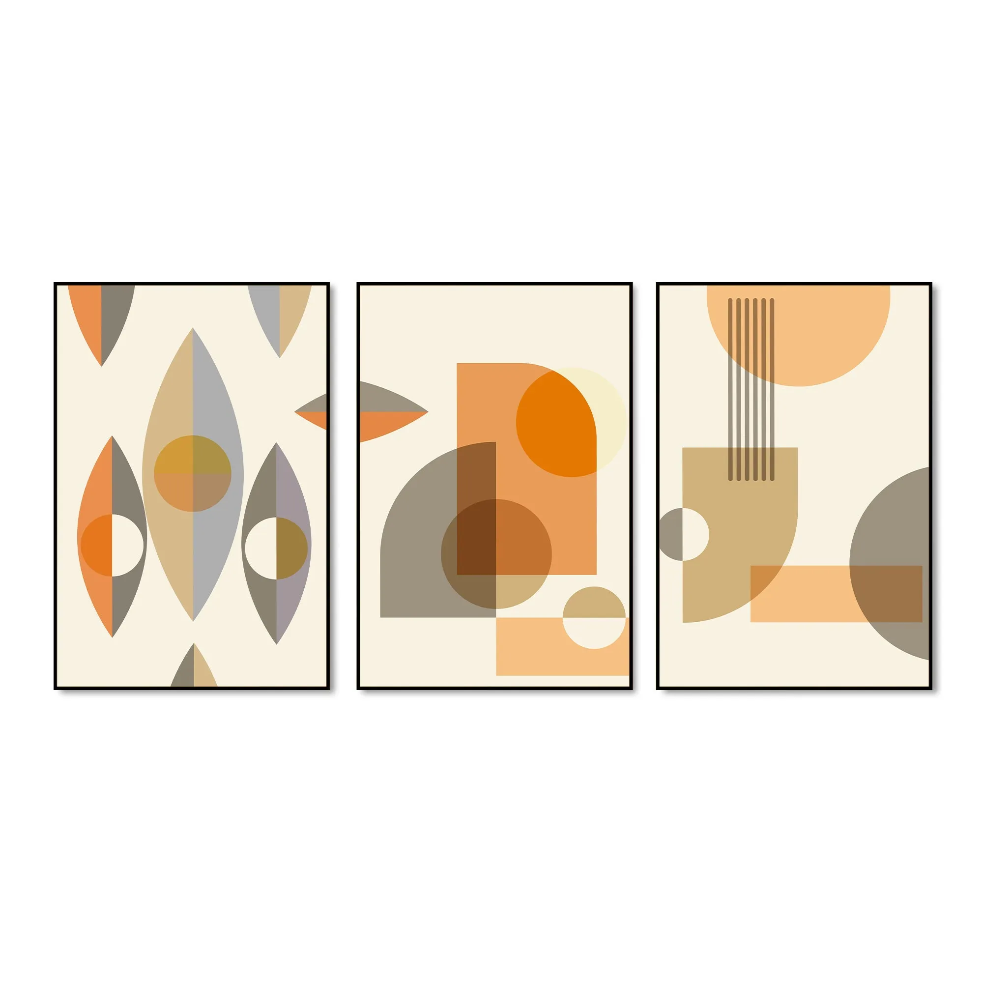 Abstract Shapes Floating Canvas Wall Painting Set of Three