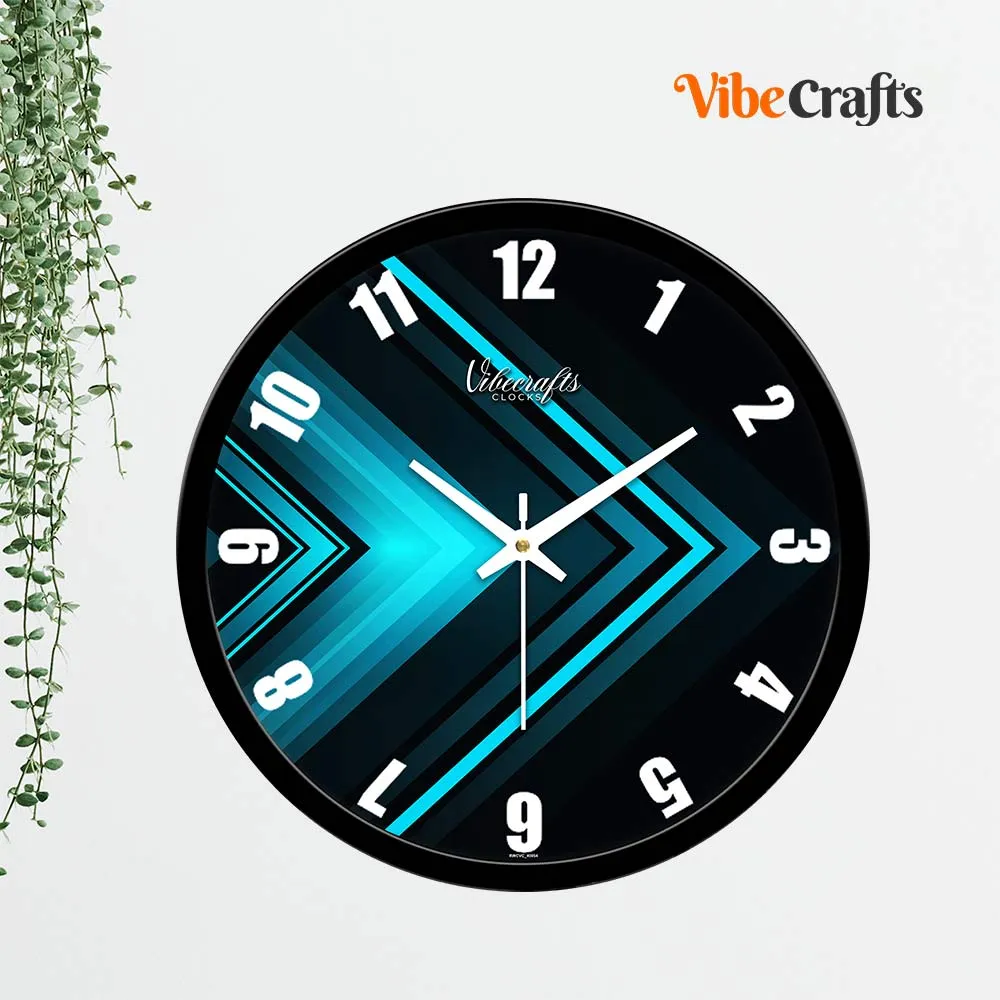 Abstract Twin Blue Arrow Glossy Material Designer Wall Clock