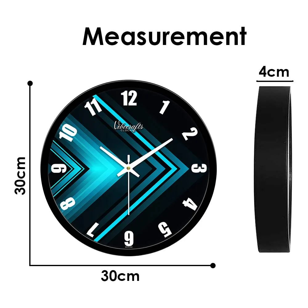 Abstract Twin Blue Arrow Glossy Material Designer Wall Clock