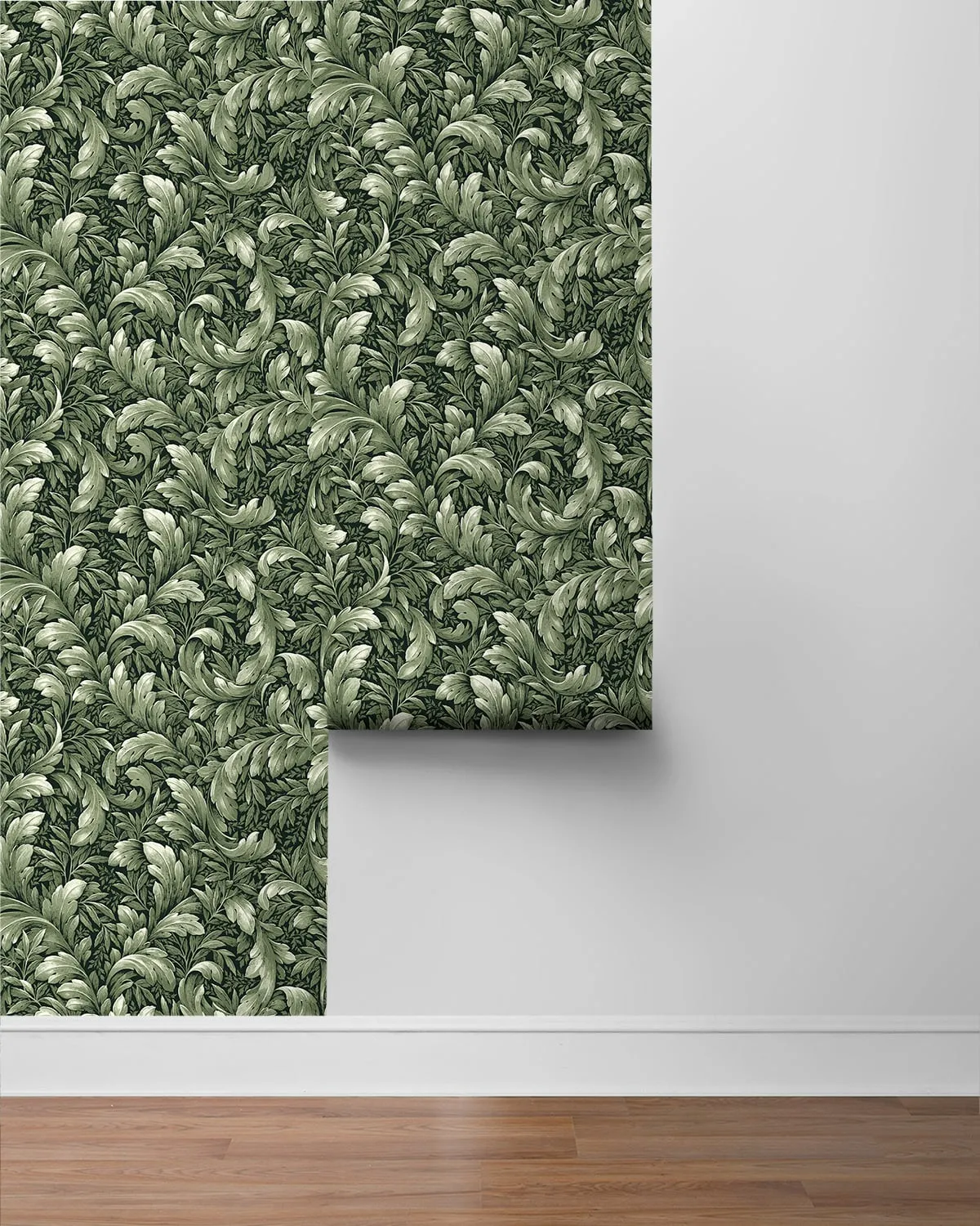 Acanthus Trail Forest Green Peel-and-Stick Wallpaper