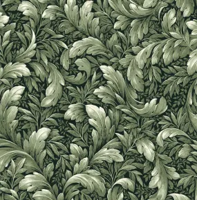 Acanthus Trail Forest Green Peel-and-Stick Wallpaper