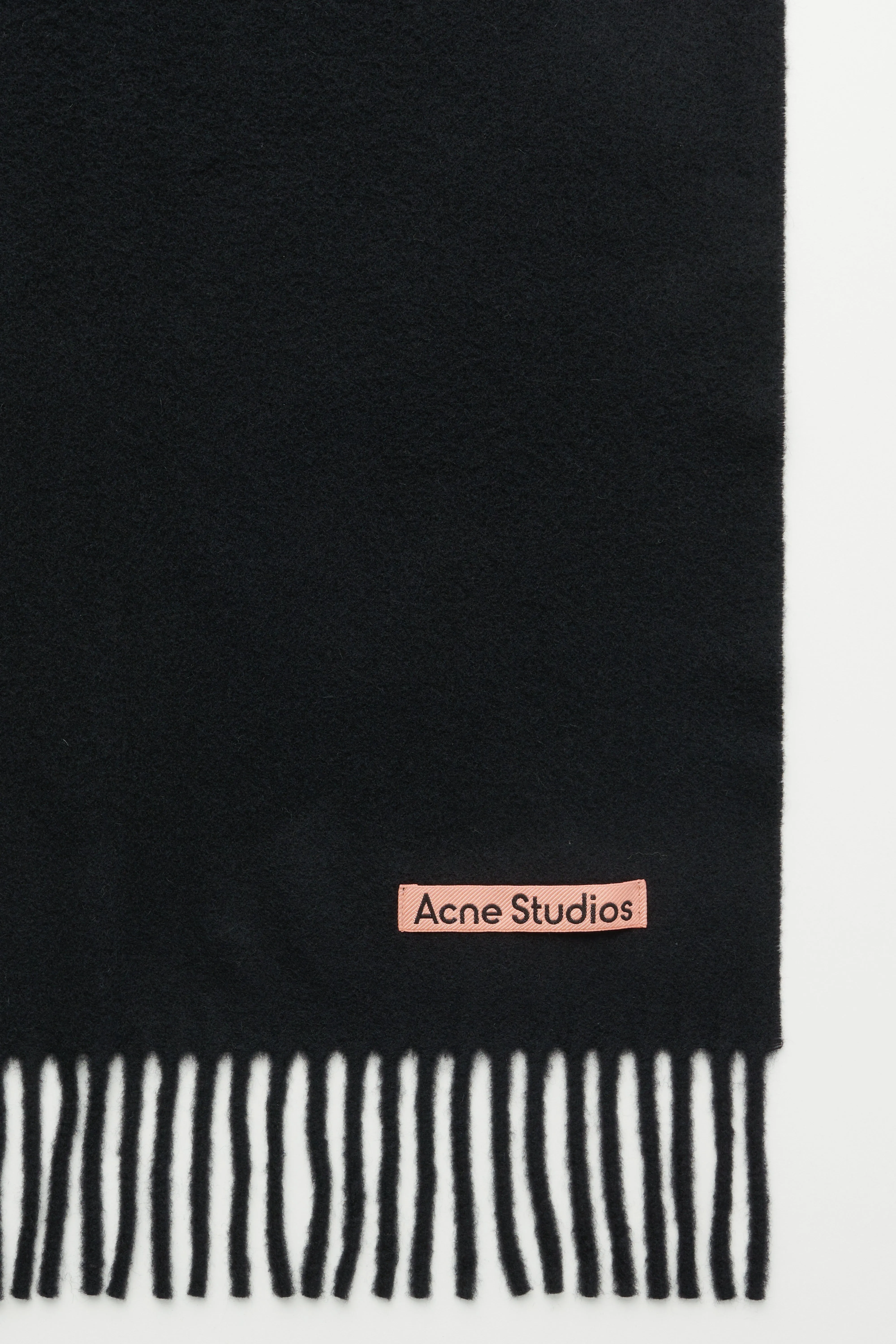 Acne Studios Fringe Wool Scarf Narrow Black