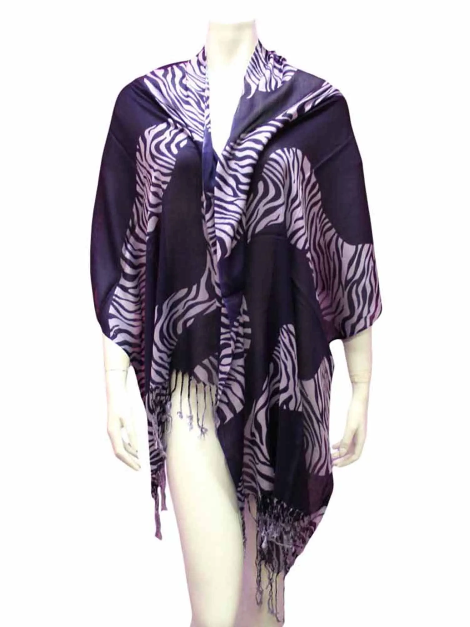 Animal Print Scarf Wrap With Fringe