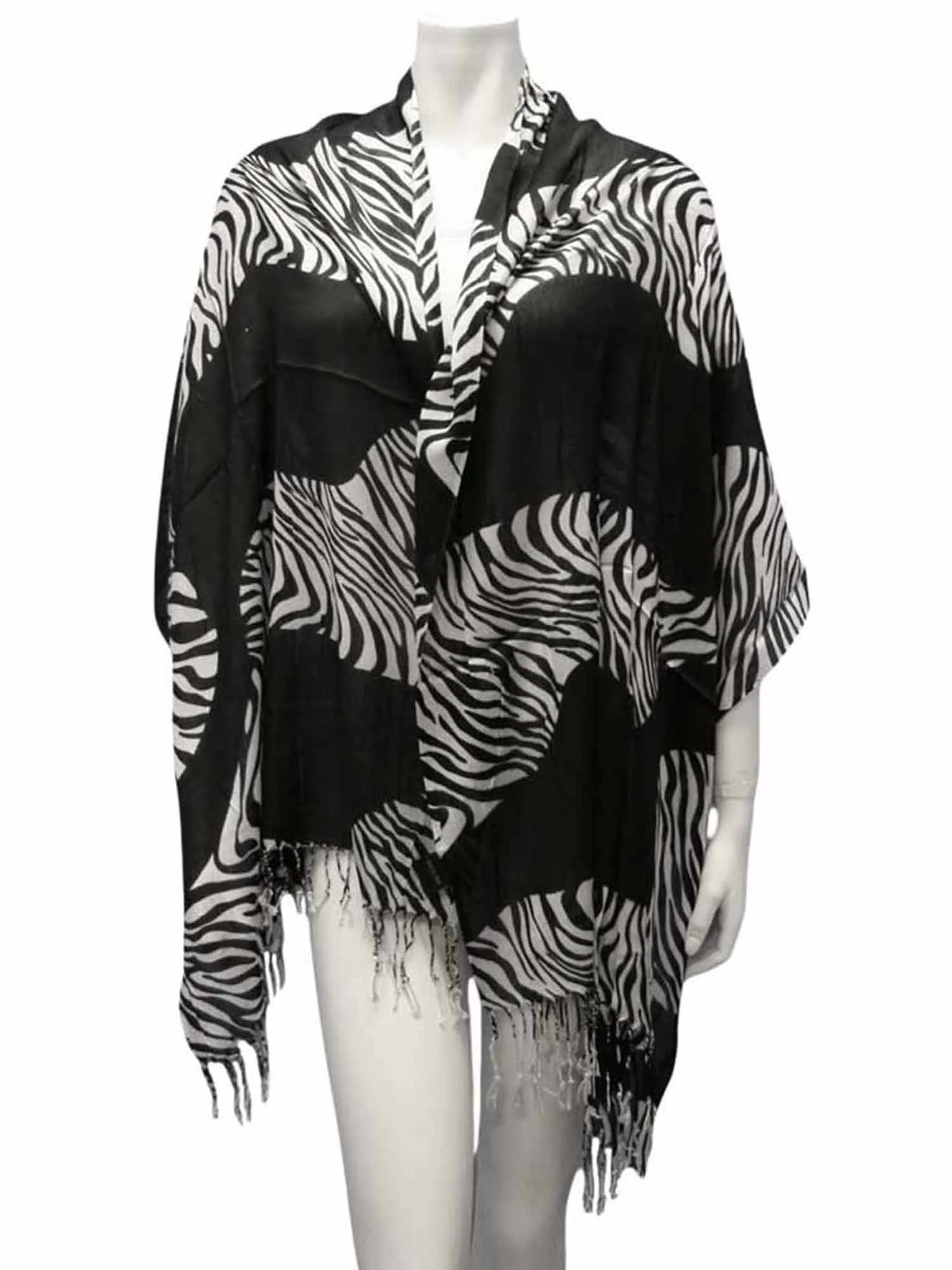 Animal Print Scarf Wrap With Fringe