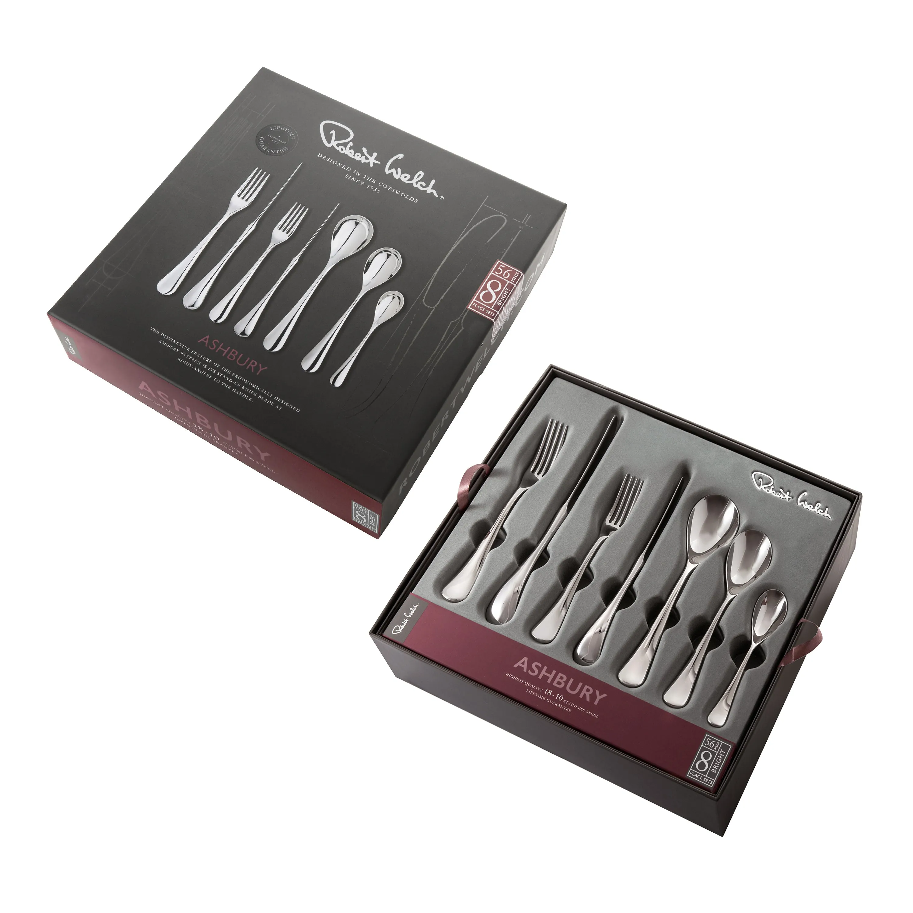 Ashbury Bright Cutlery Set, 56 Piece for 8 People