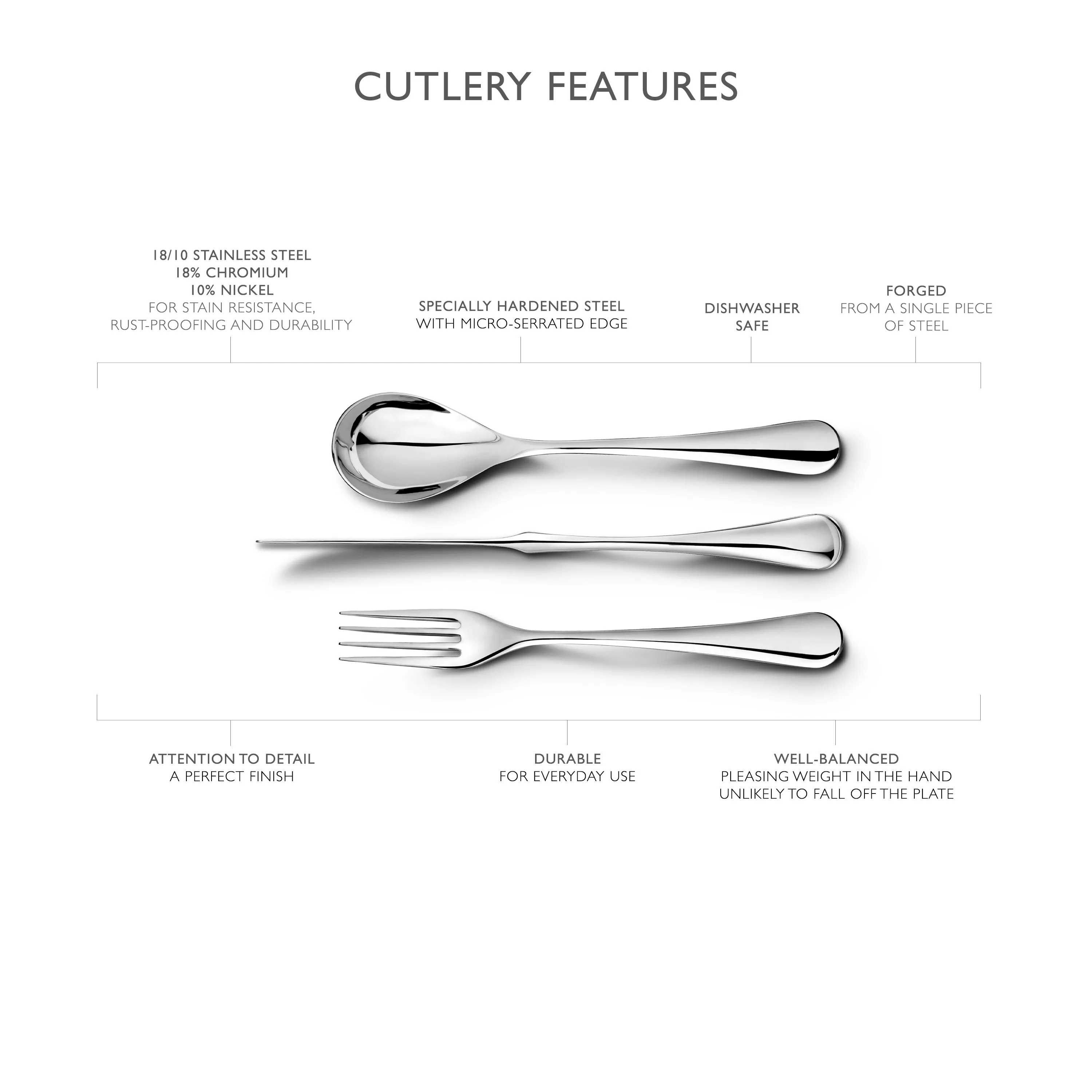 Ashbury Bright Cutlery Set, 56 Piece for 8 People