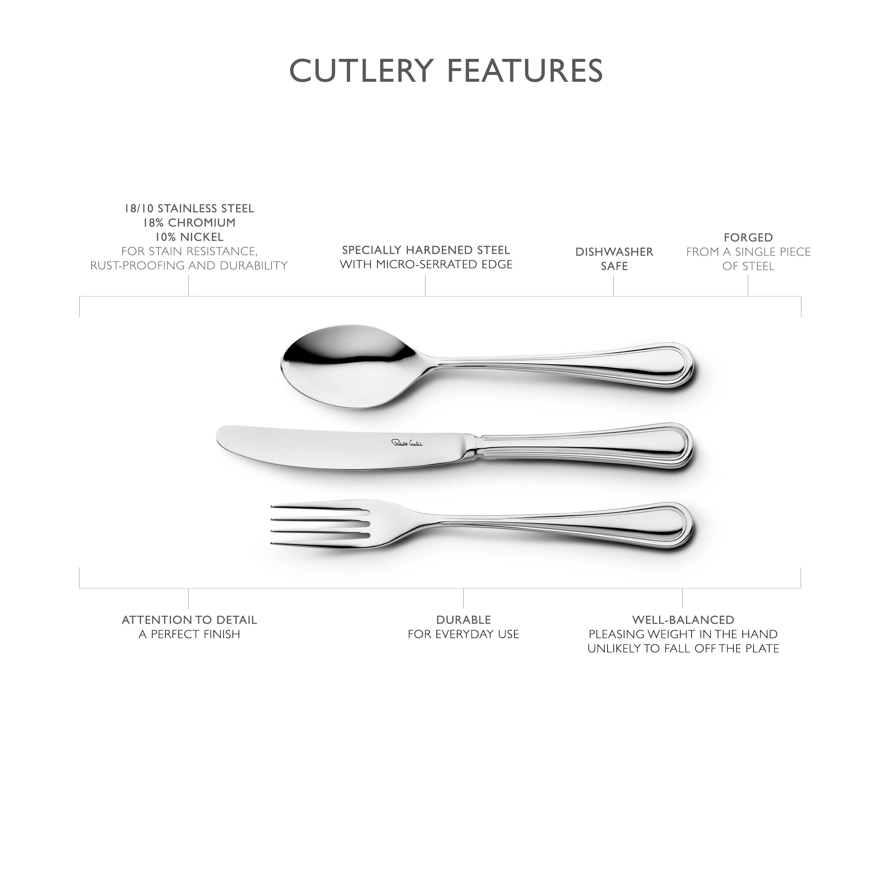 Aston Bright Cutlery Set, 42 Piece for 6 People