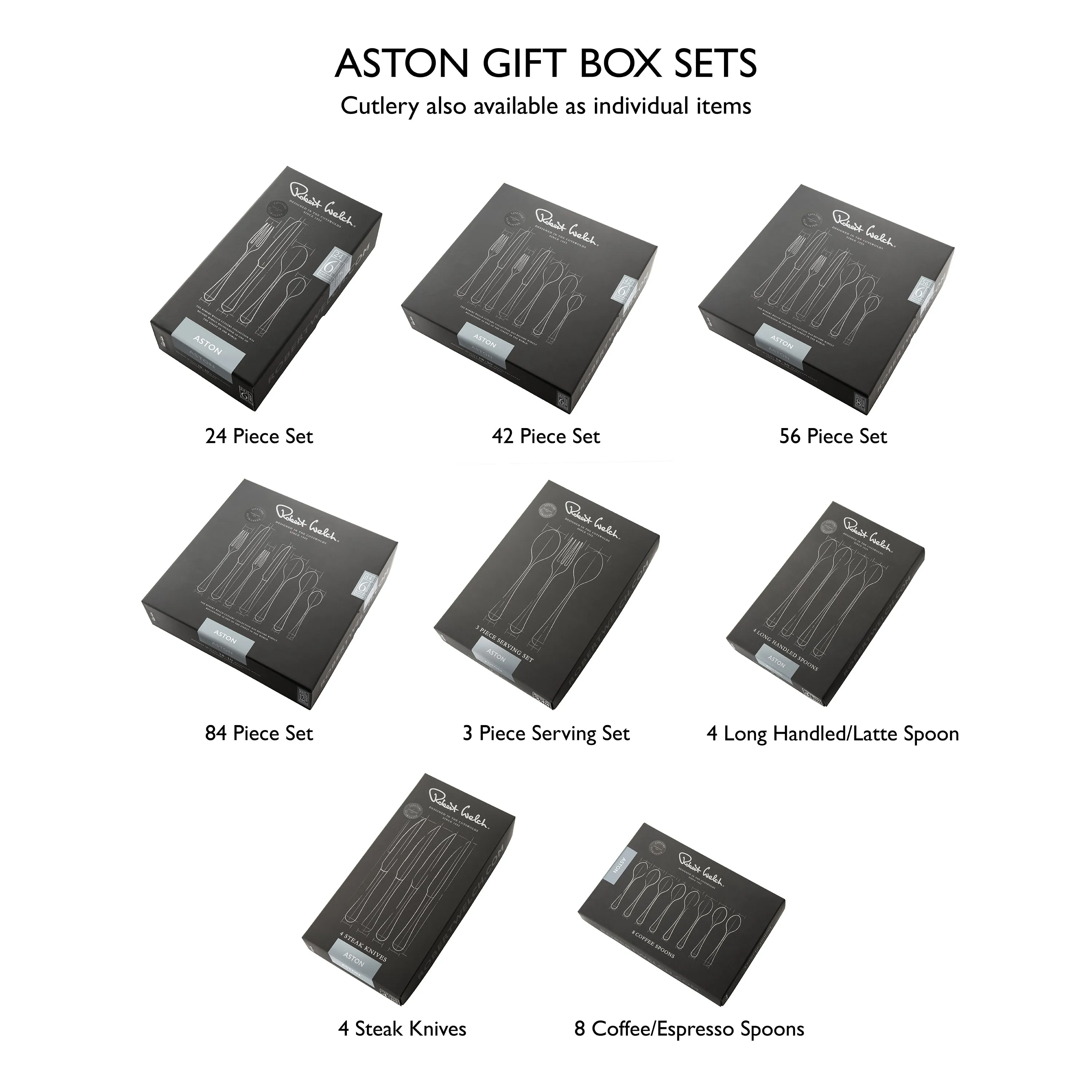 Aston Bright Cutlery Set, 56 Piece for 8 People