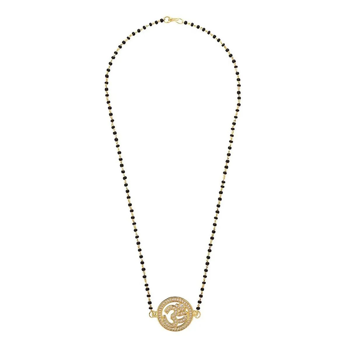 Aum Om 18K Gold Cz Adjustable Mangalsutra Chain Necklace