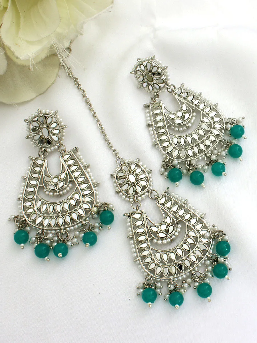 Avika Mirror Earrings & Tikka