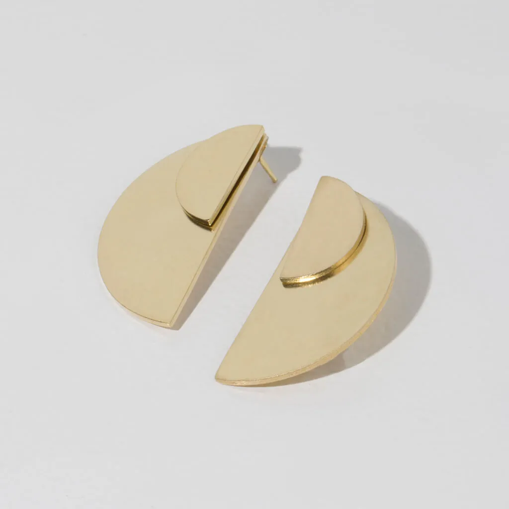 Balance Half Circle 2-in-1 Earrings - Brass