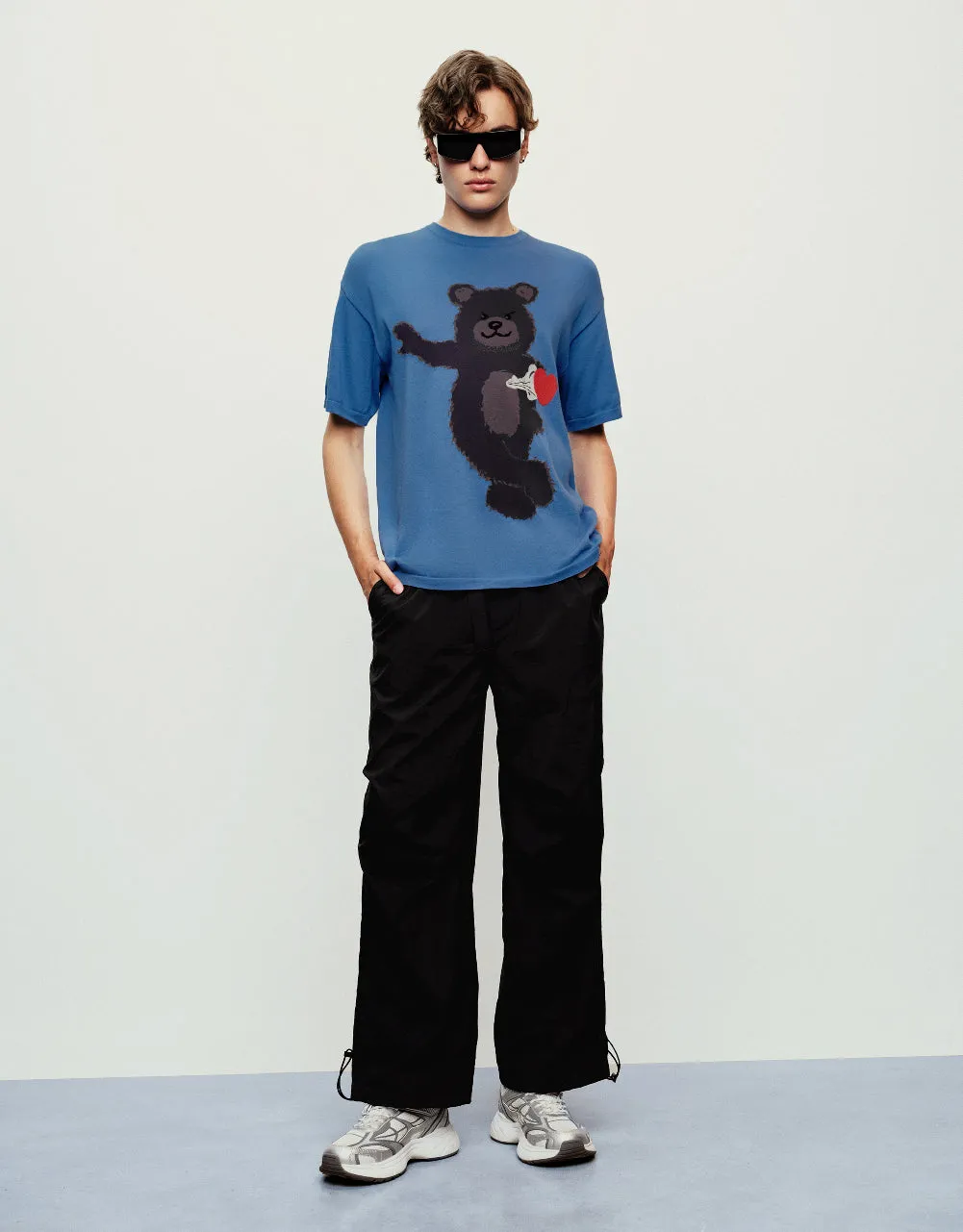 Bear Printed Knitted T-Shirt