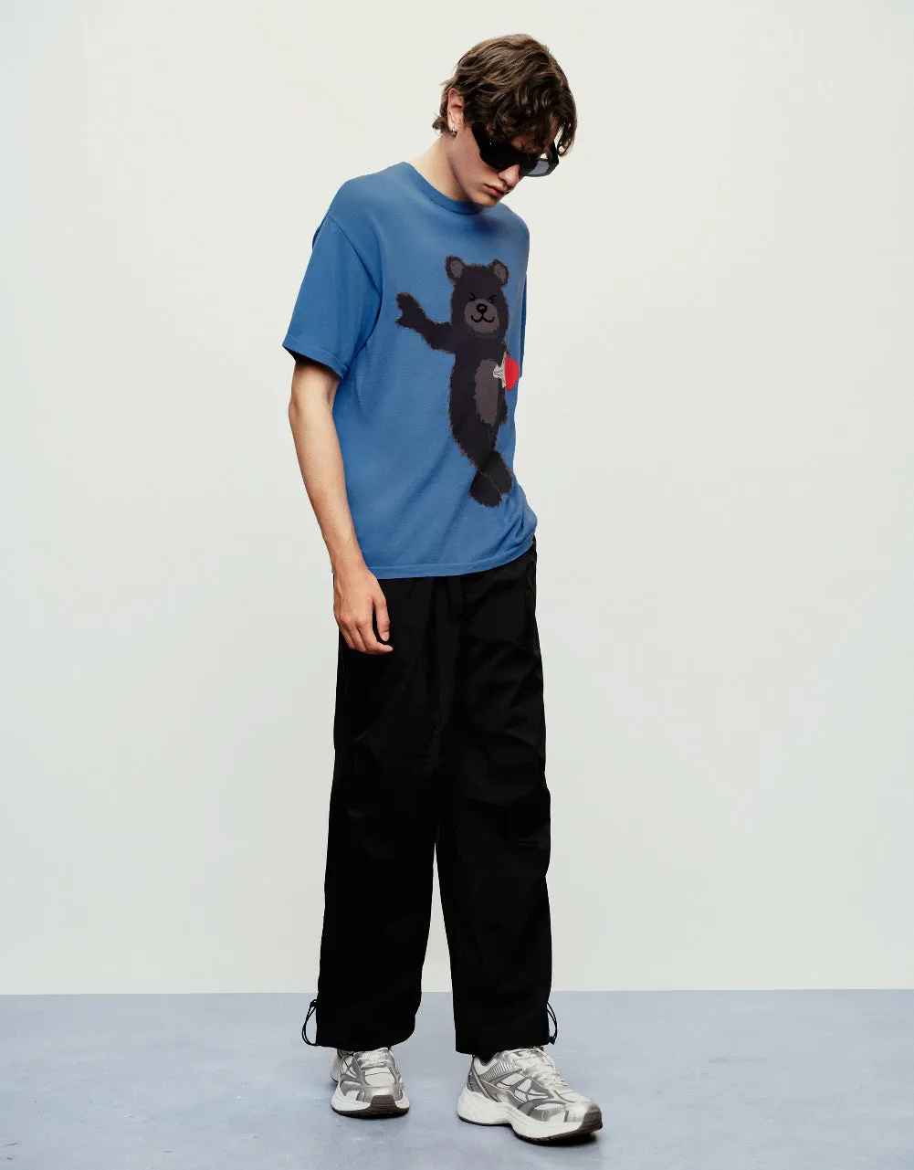 Bear Printed Knitted T-Shirt