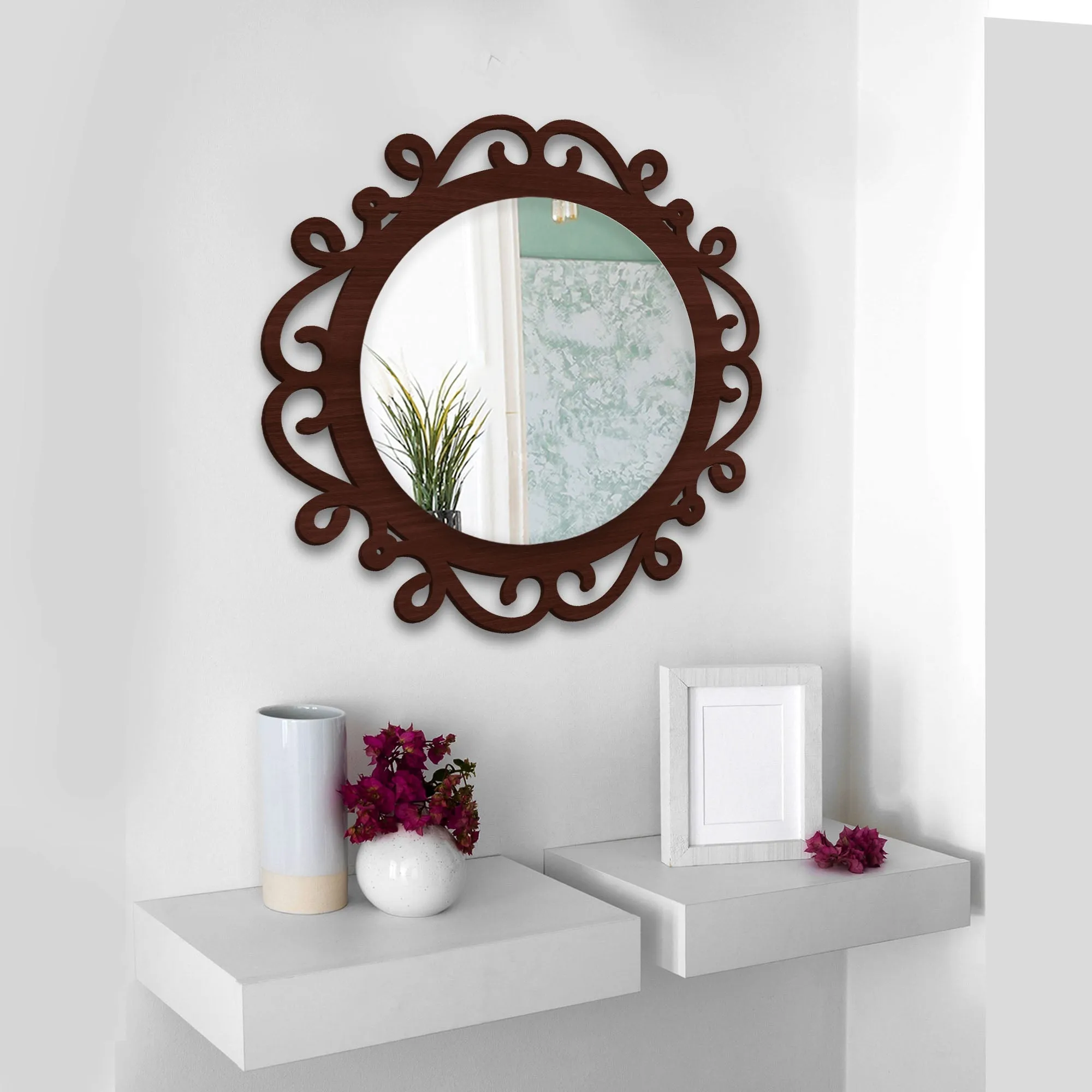 Beautiful Elegance Designer Wooden Frame Wall Mirror