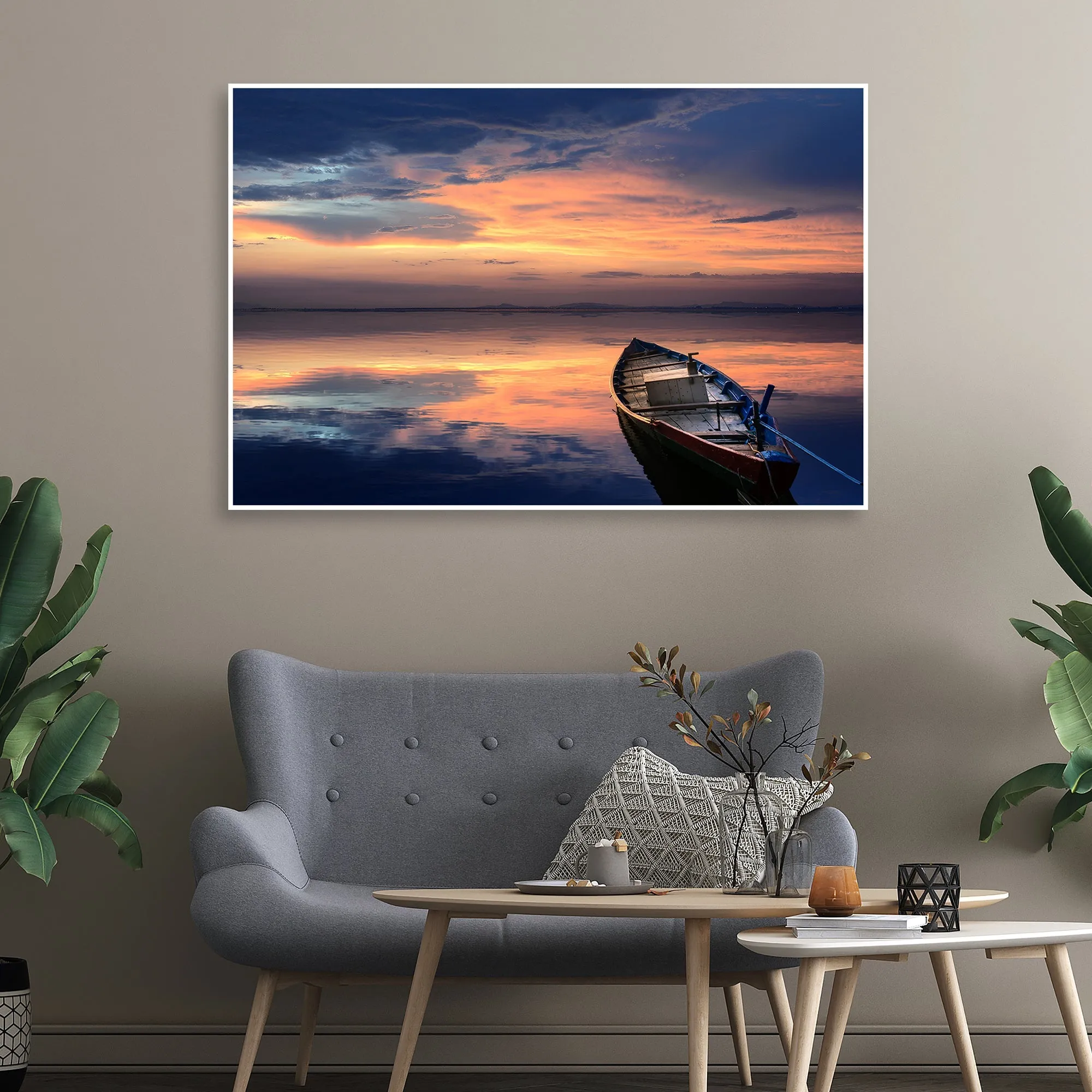 Beautiful Horizon Sunset Wall Painting Floating Canvas