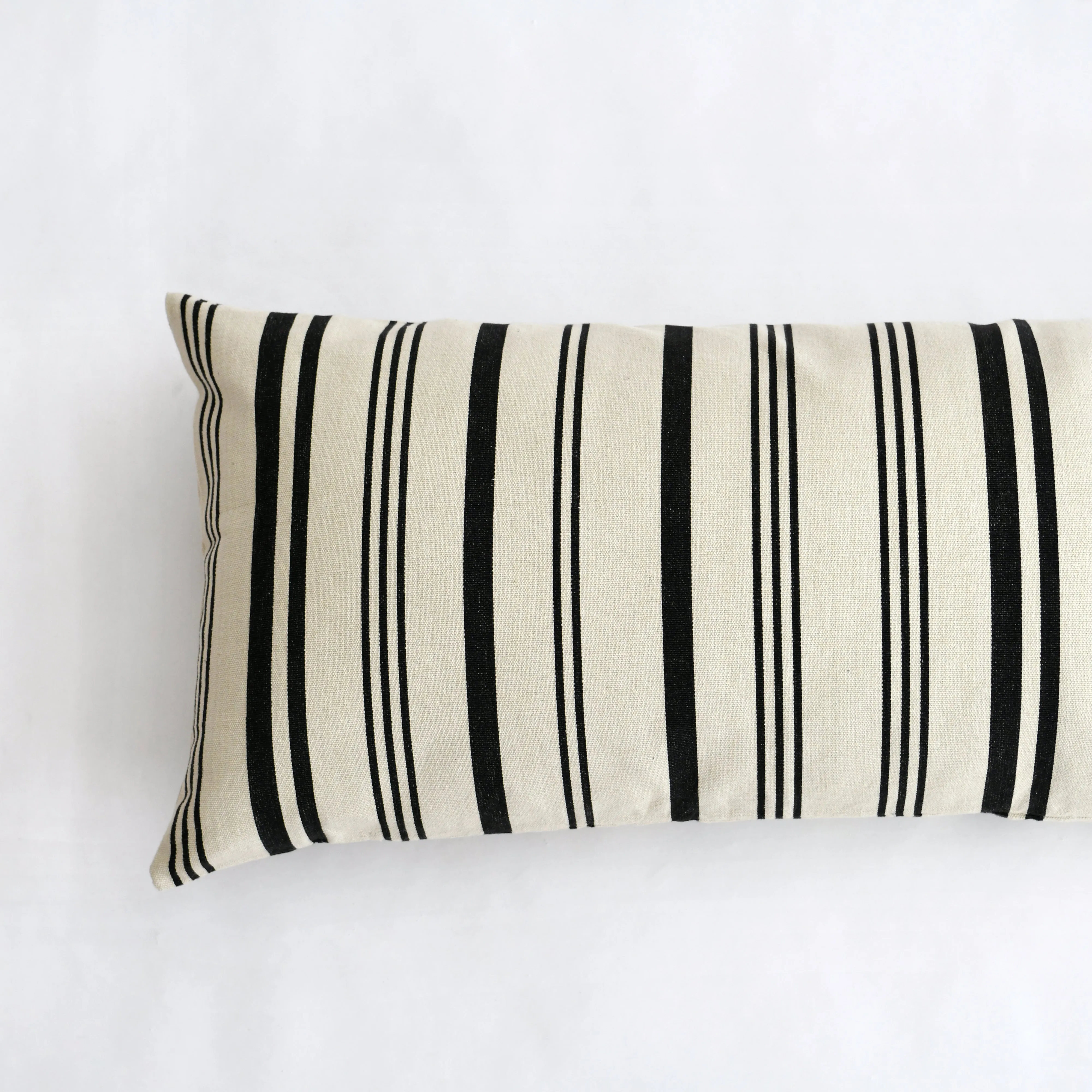 Black and Taupe Stripe Cotton Bolster Pillow 18" x 48"