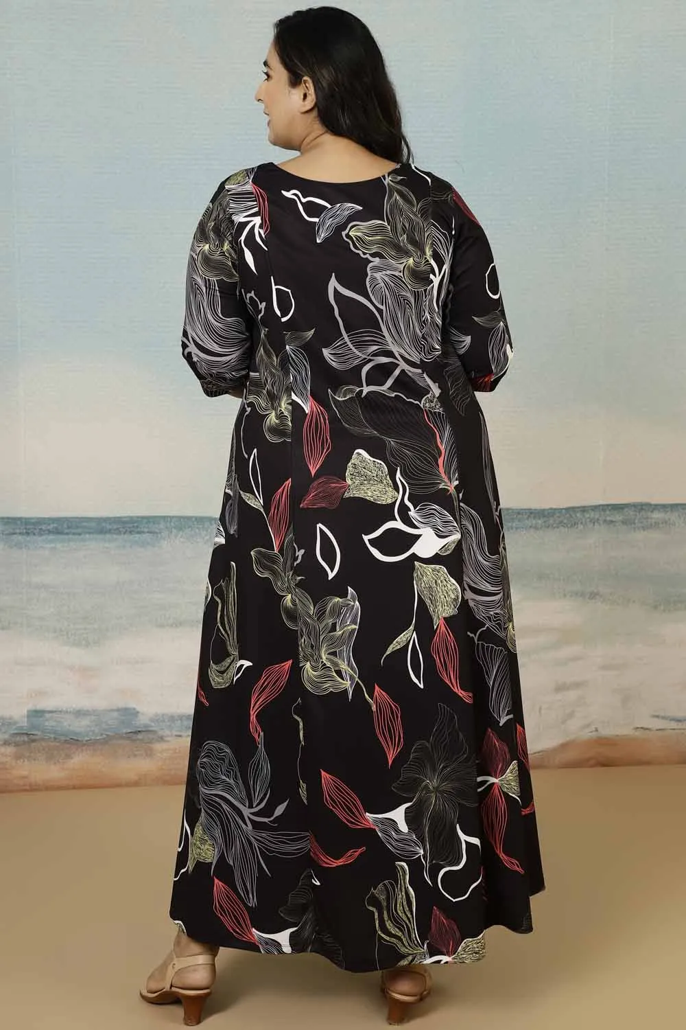 Black Floral Plus Size Dress