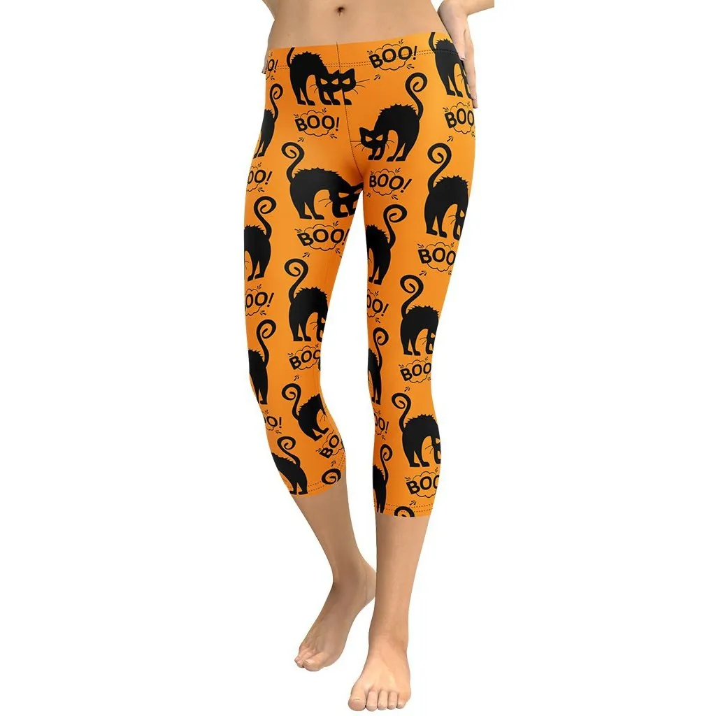 Black Kitty Halloween Capris