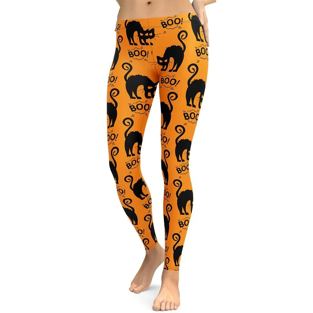 Black Kitty Halloween Leggings