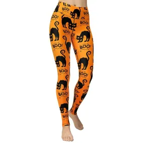 Black Kitty Halloween Yoga Leggings