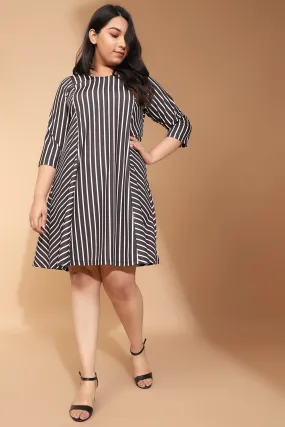 Black Striped Printed Dress