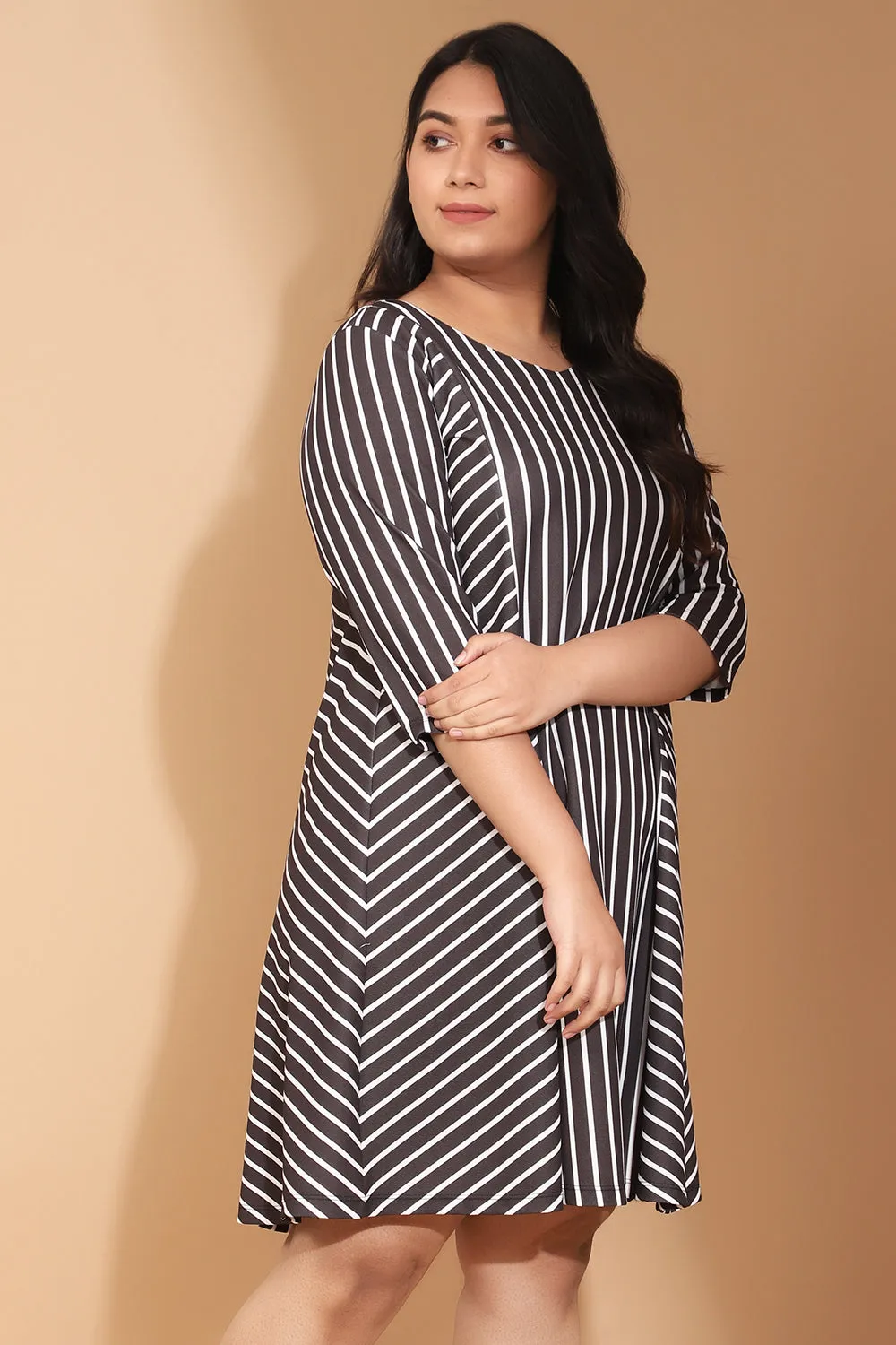 Black Striped Printed Dress