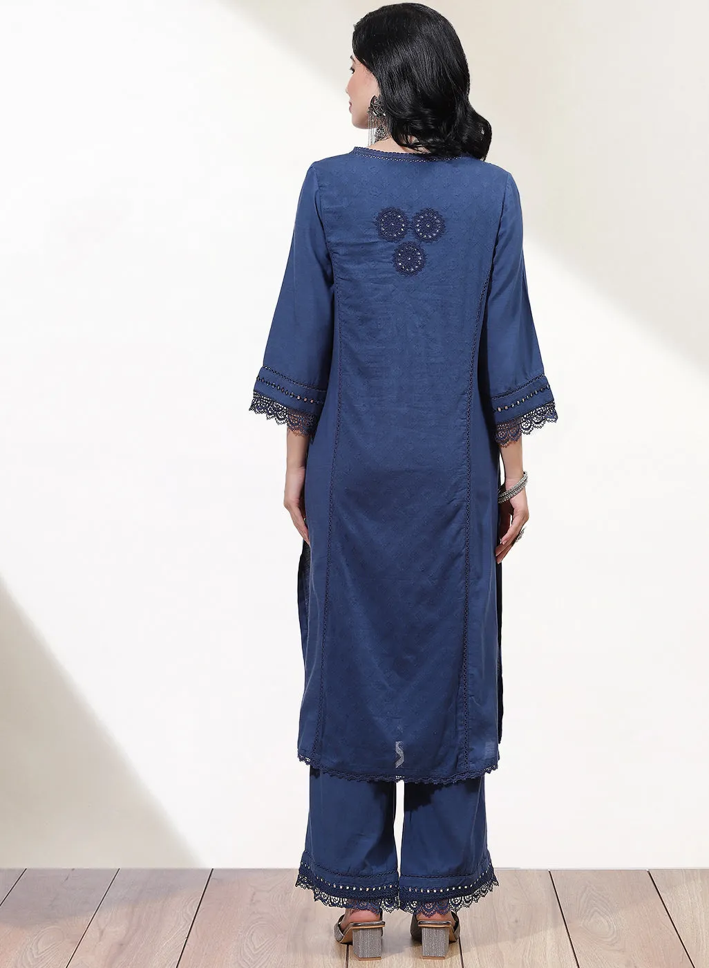 Blue Alora Collection Kurta Set With Embroidery