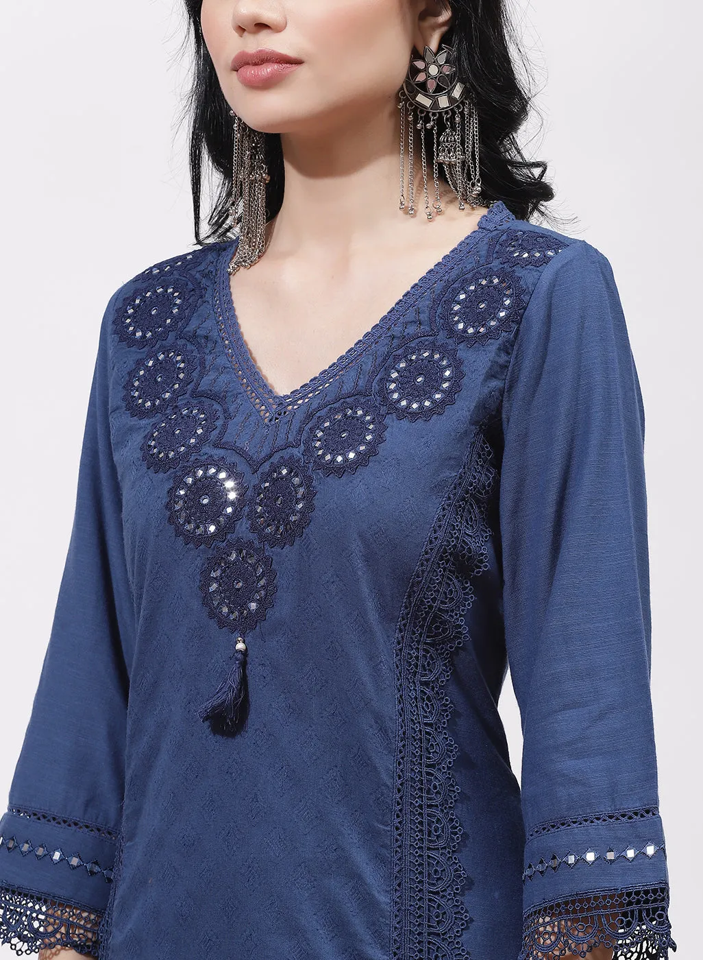 Blue Alora Collection Kurta Set With Embroidery