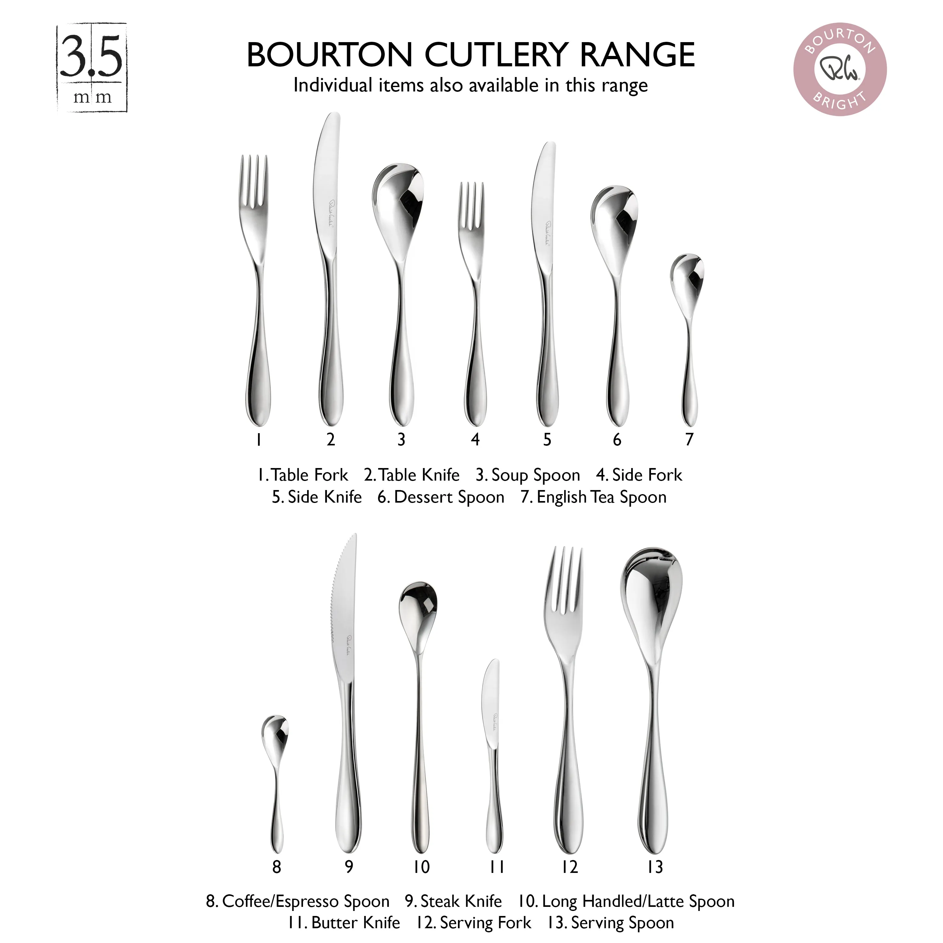 Bourton Bright Cutlery Set, 24 Piece for 6 People