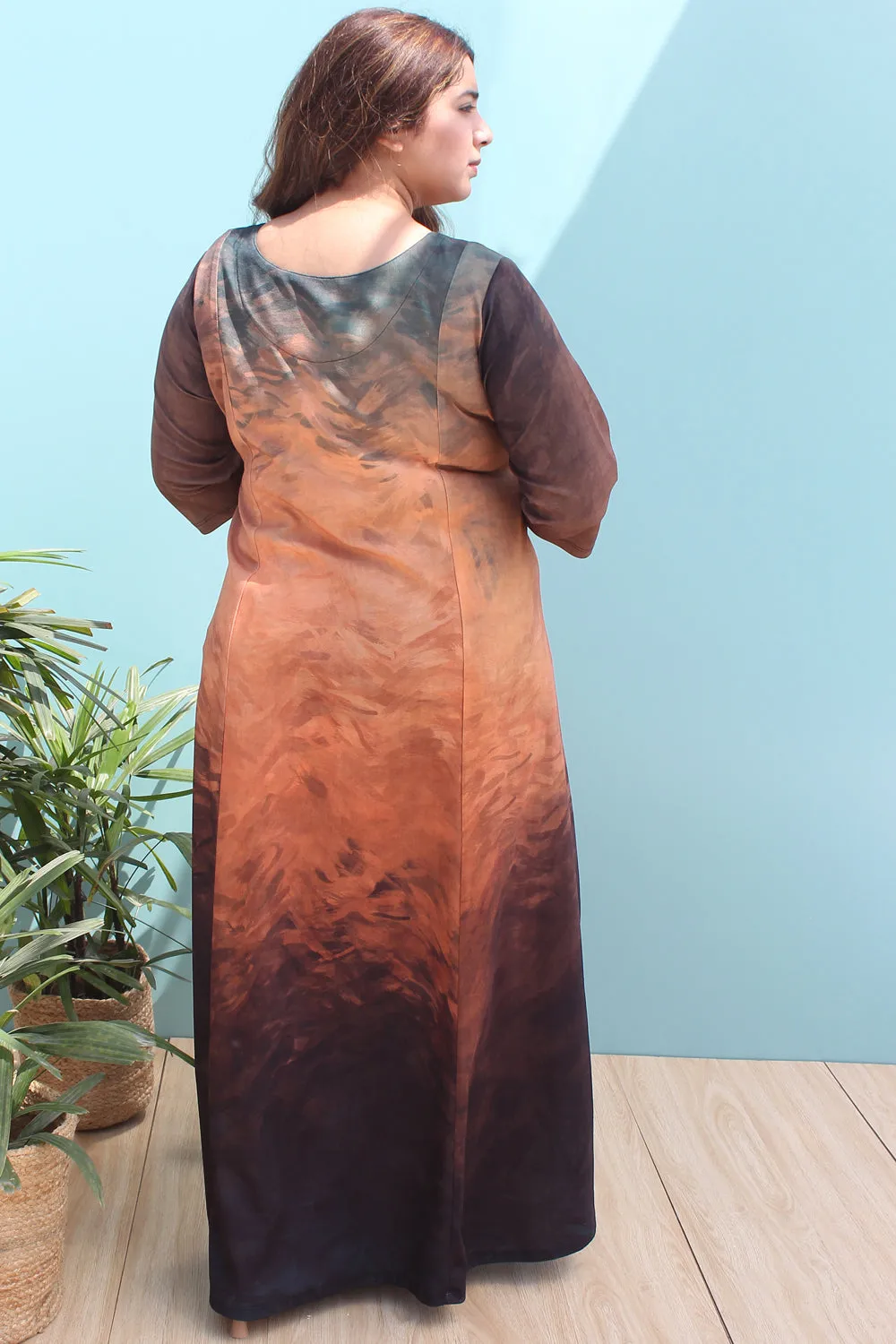 Burnt Ombre Printed Maxi Dress