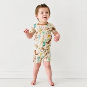 Caramel Ready to Rodeo Two-Piece Short Sleeve & Shorts Pajama Set