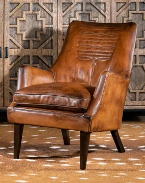 Cassidy Warm Brown Saddle Boot Western Leather Chair