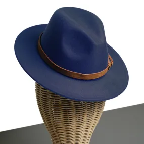 Chokore Fedora Hat with Vegan Leather Belt (Enamel Blue)