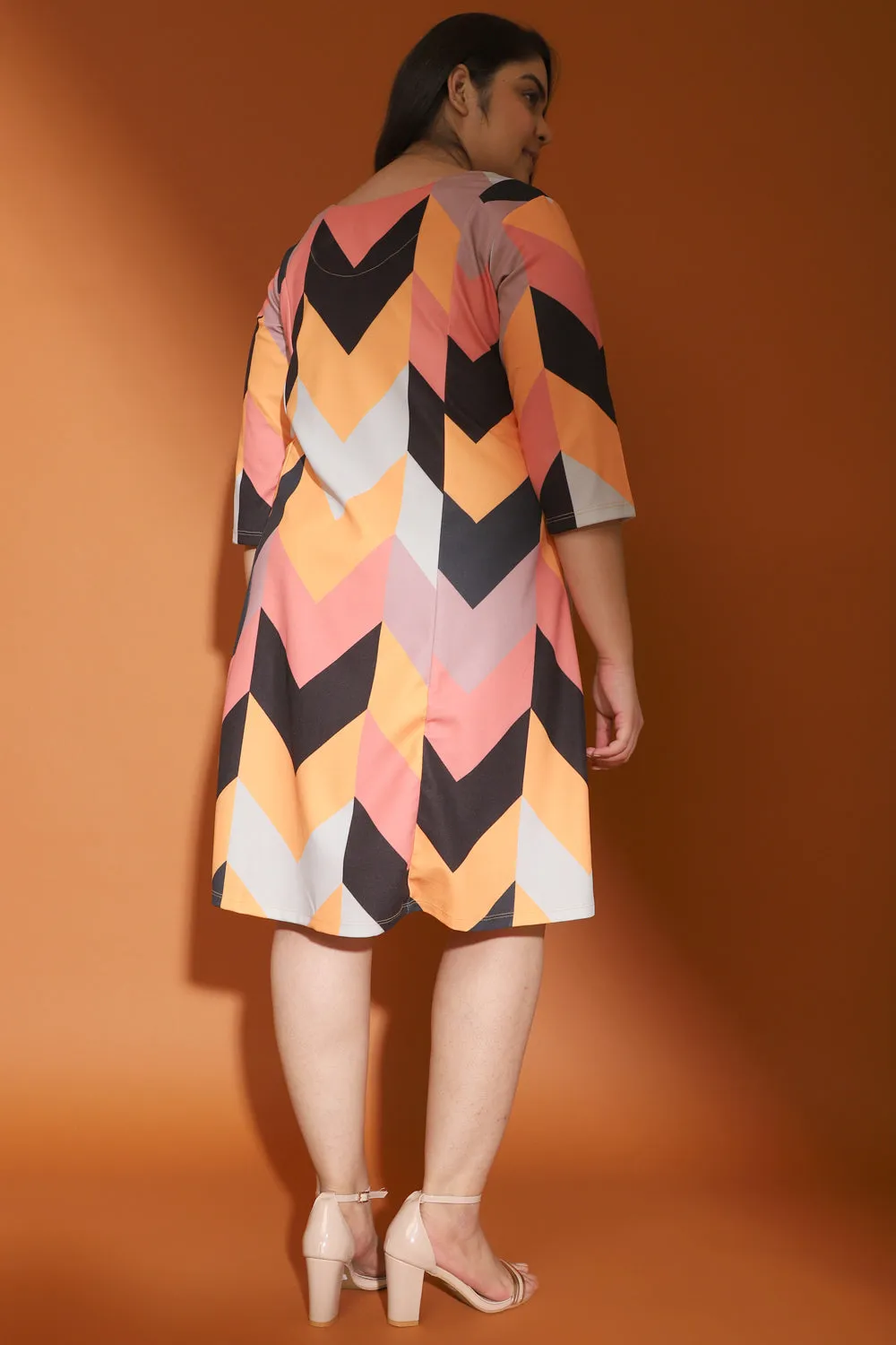 Colorblock Chevron Printed Dress