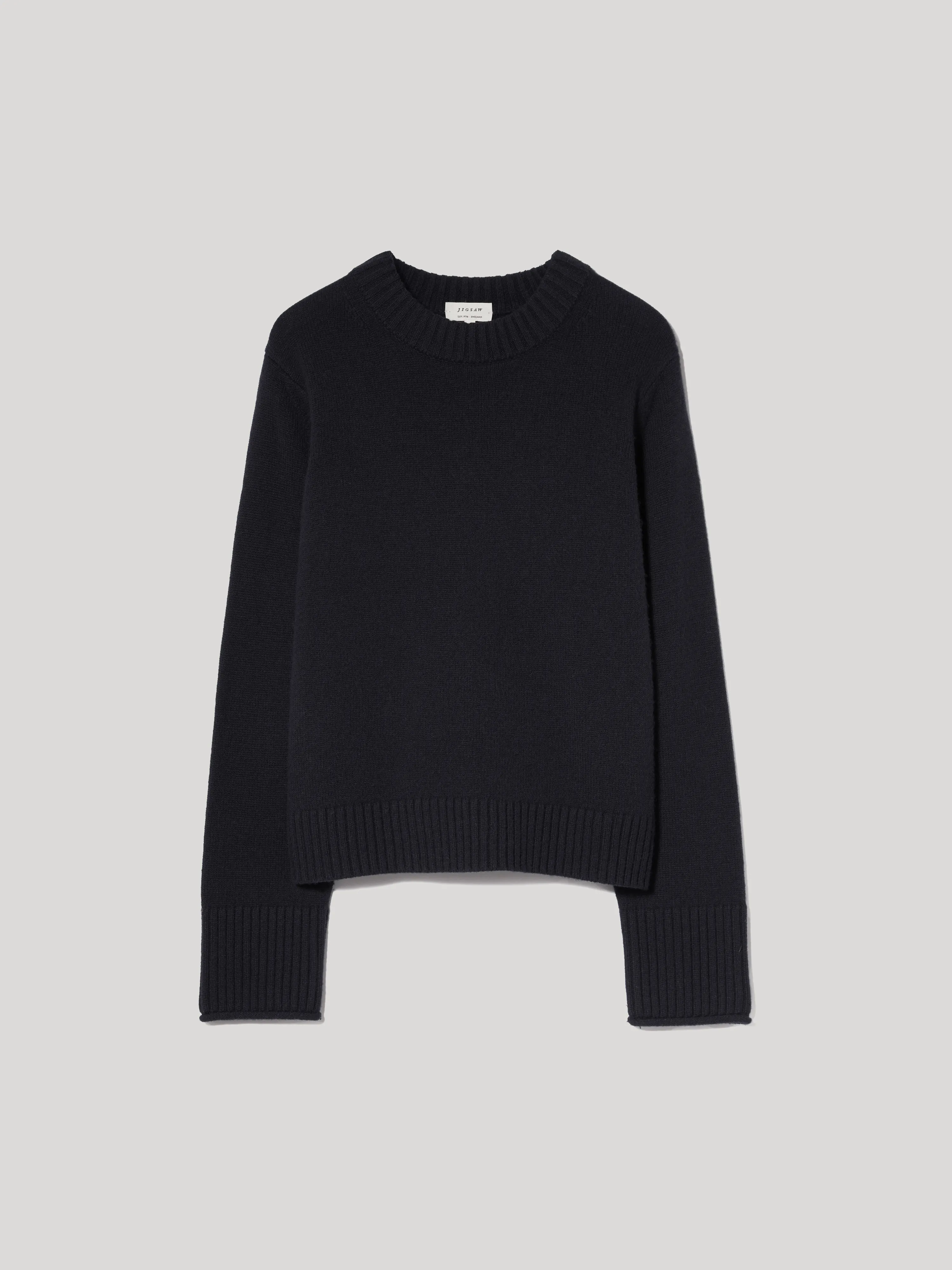 Compact Wool Cashmere Blend Jumper | Navy