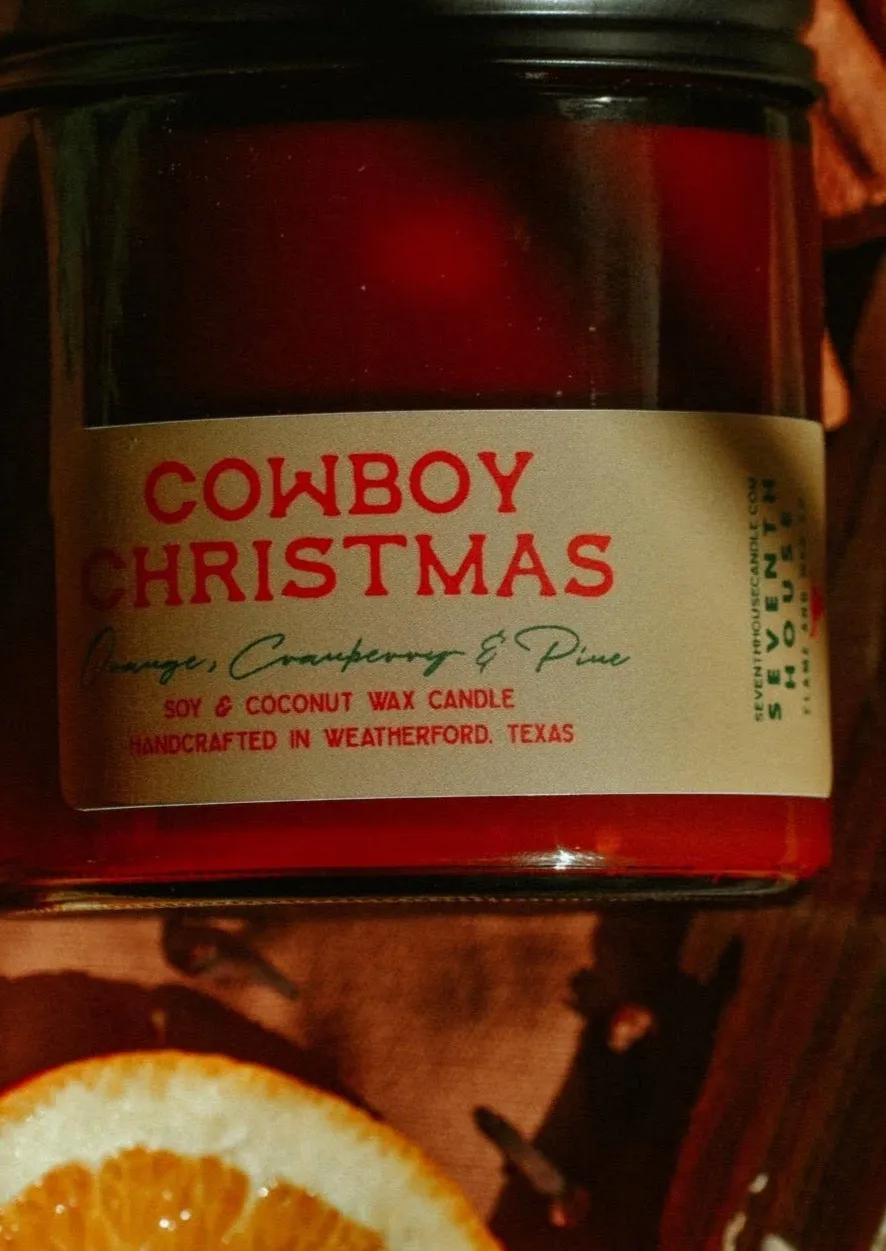 COWBOY CHRISTMAS CANDLE - Orange, Cranberry & Pine