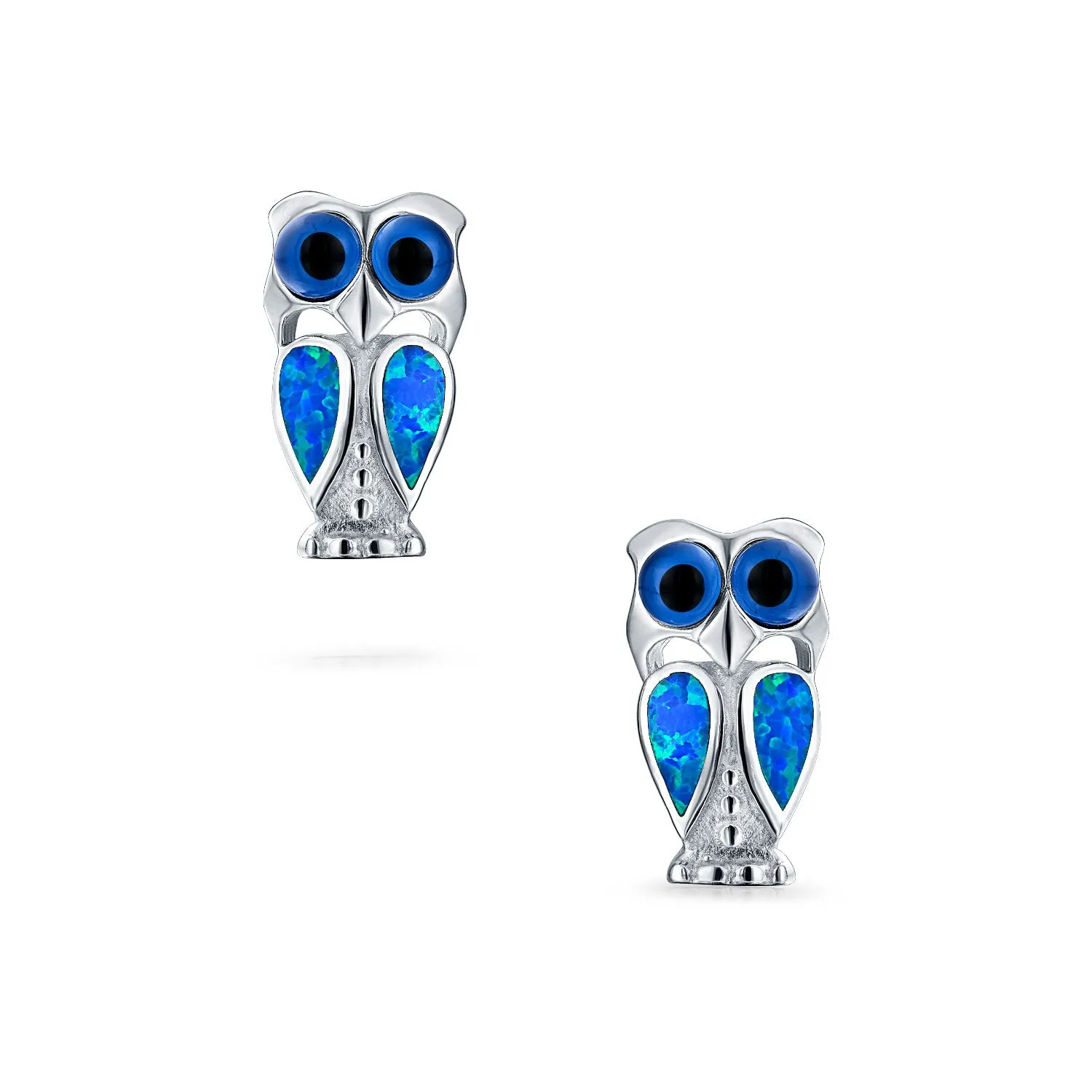 CZ Blue Yellow Opal Eye Wise Bird Owl Stud Earrings Pendant 925 Silver