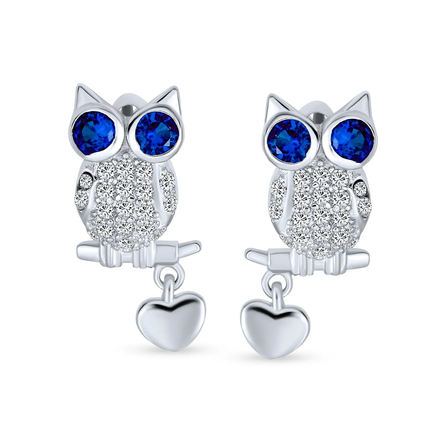 CZ Blue Yellow Opal Eye Wise Bird Owl Stud Earrings Pendant 925 Silver