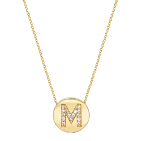 Diamond Initial Coin Necklace