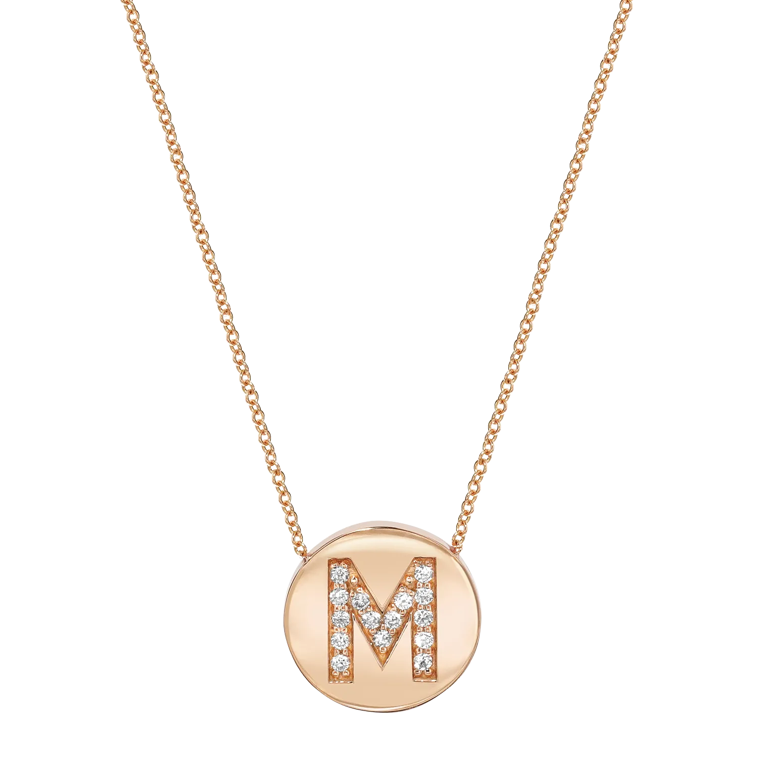 Diamond Initial Coin Necklace