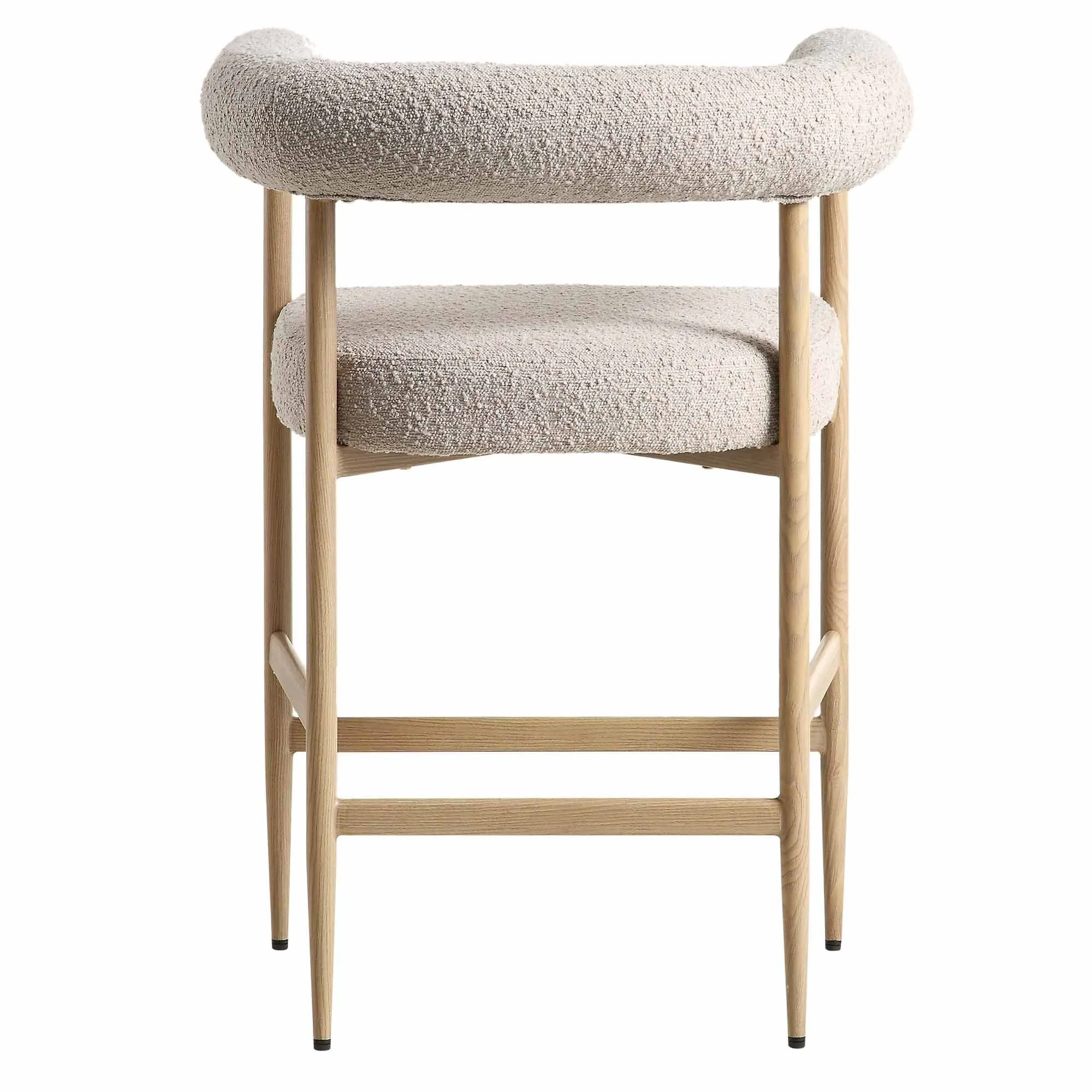 Fulbourn Taupe Boucle Counter Stool with Natural Wood Effect Legs