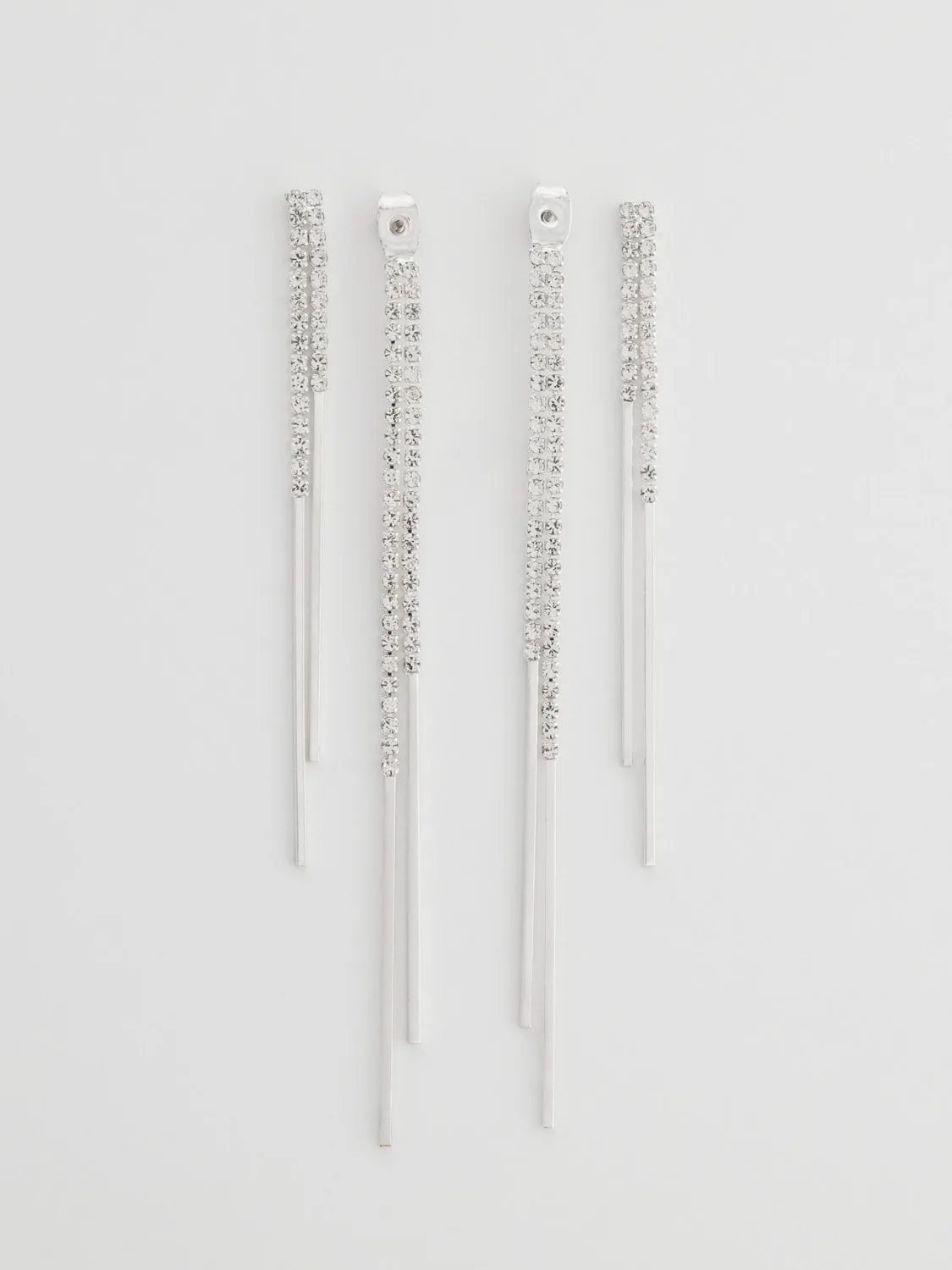 Gem & Metal Fringe Front-Back Earrings