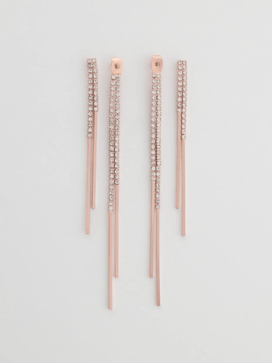 Gem & Metal Fringe Front-Back Earrings