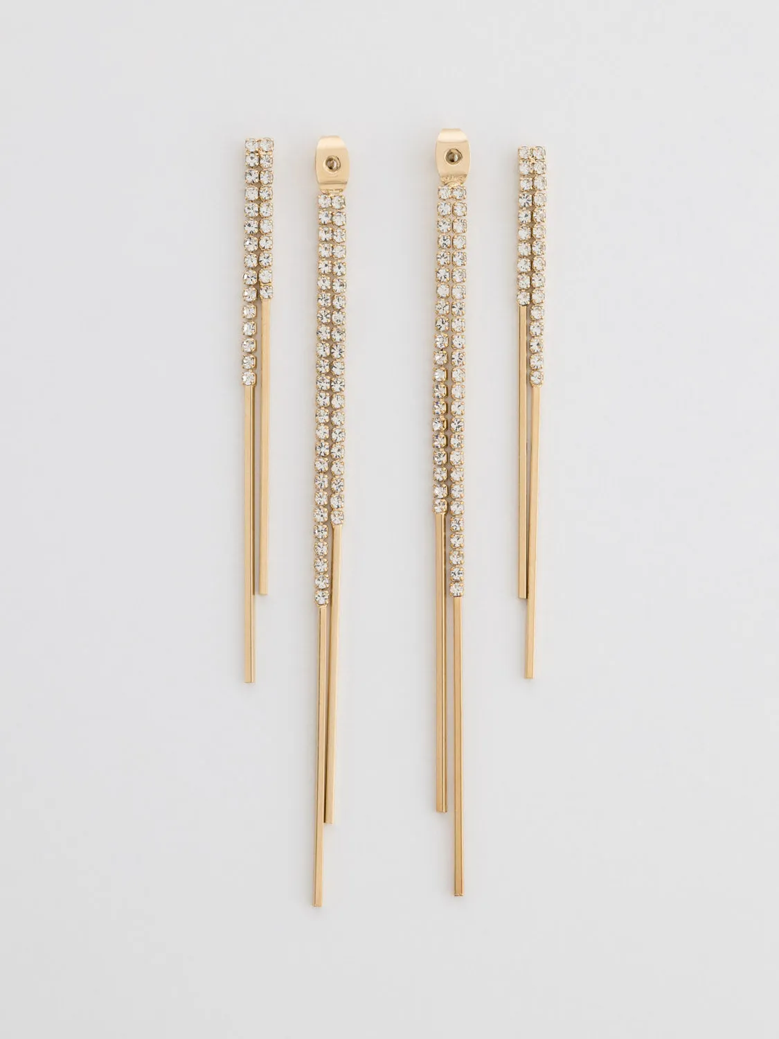 Gem & Metal Fringe Front-Back Earrings