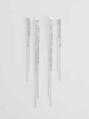 Gem & Metal Fringe Front-Back Earrings