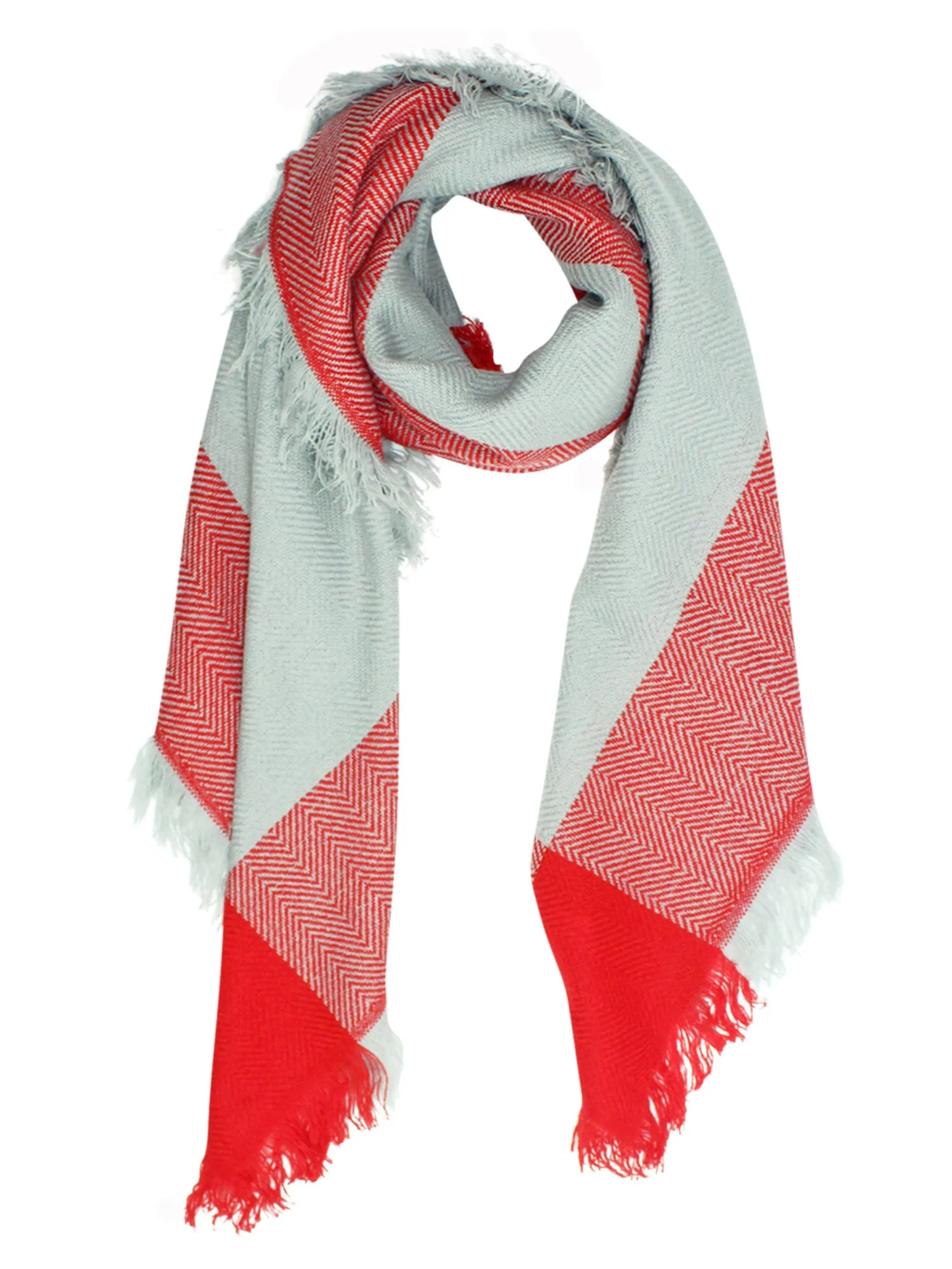 Gray & Red Oversized Plaid Blanket Scarf